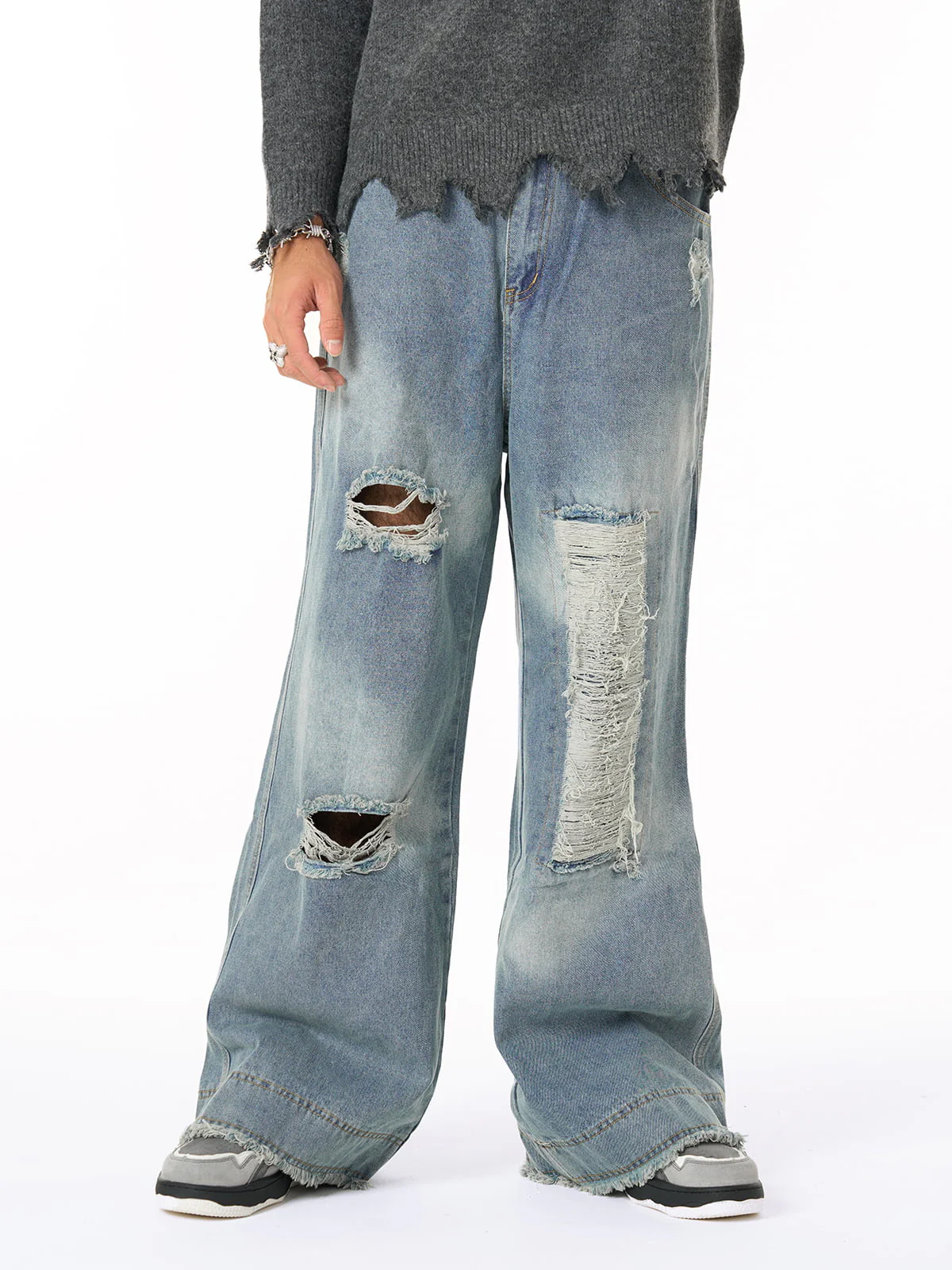 Washed Ripped Baggy Jeans