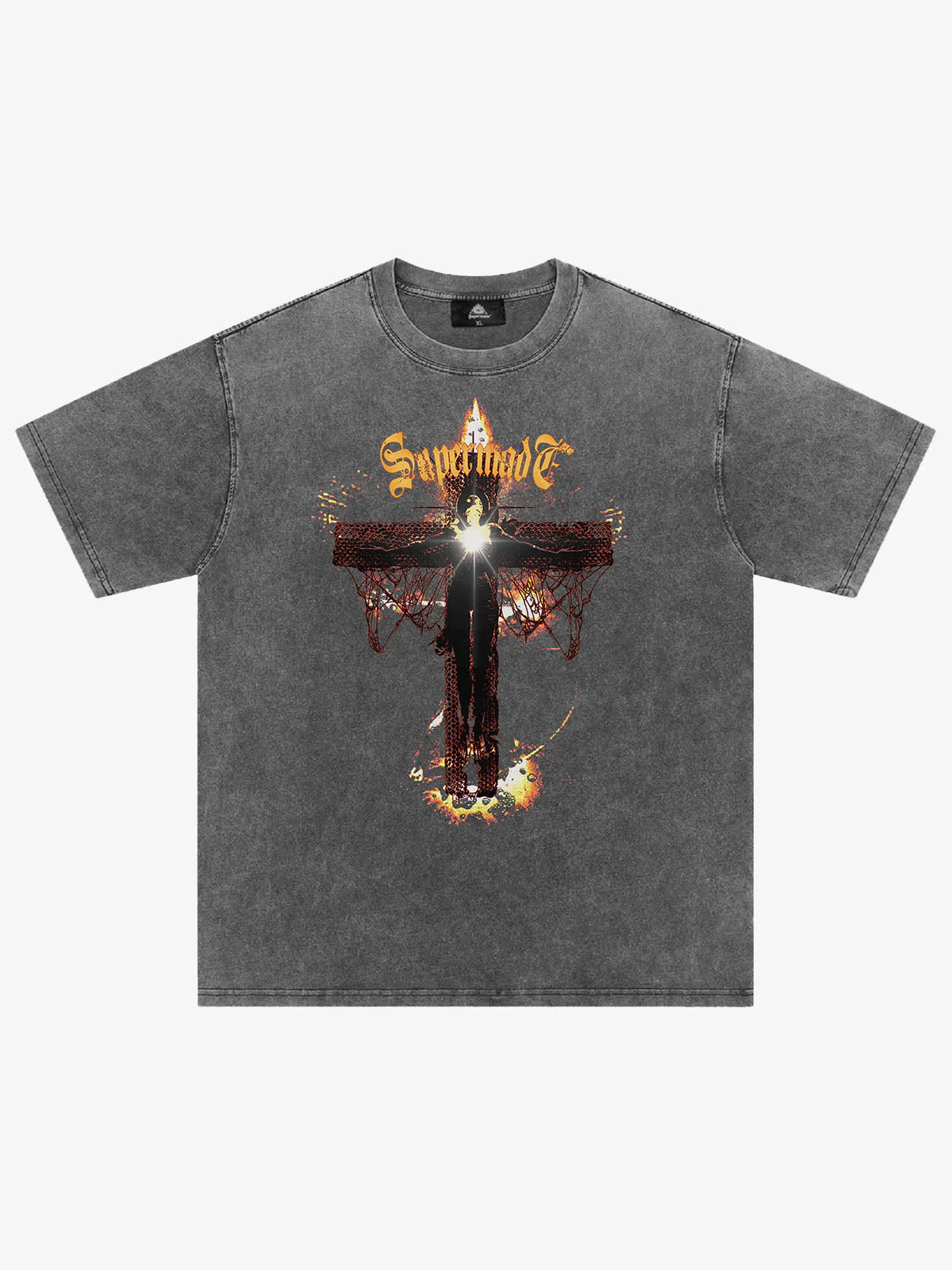 Washed Gothic Cross Graphic T-Shirt
