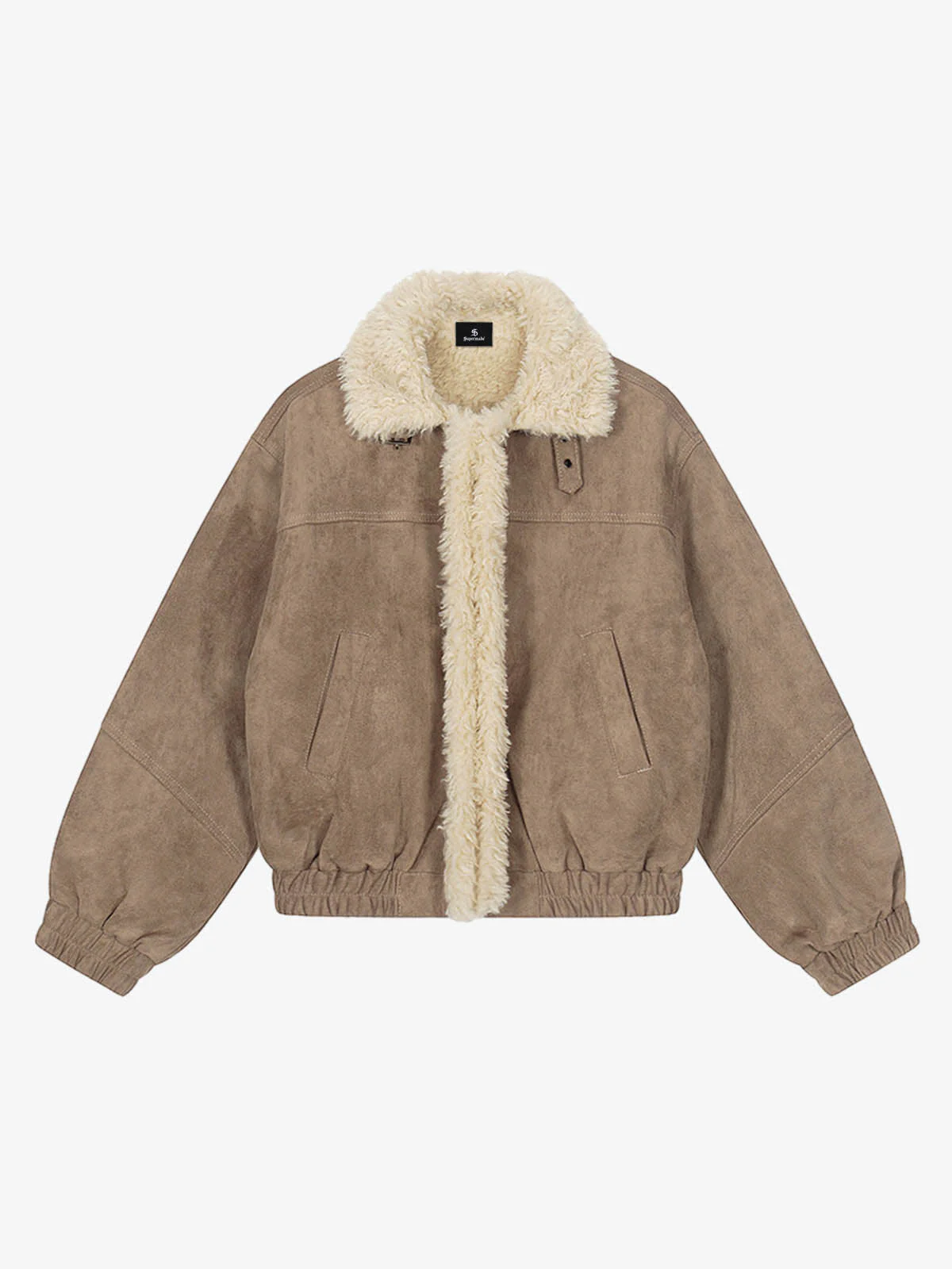 Vintage Faux Fur Collar Fleece Lined Suede Workwear Jacket