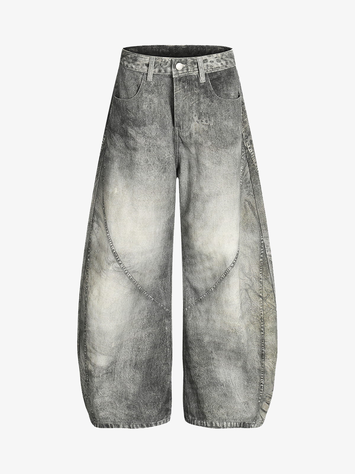 Vintage Heavy Distressed Washed Barrel Jeans