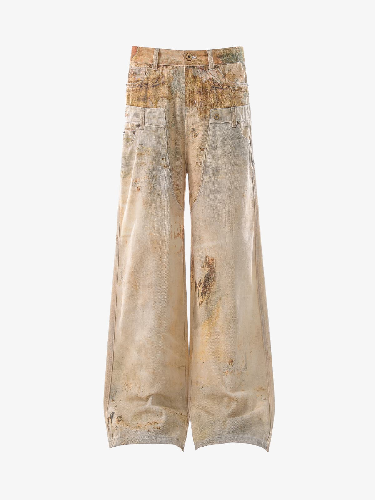 Vintage High Street Mud-Dyed Distressed Baggy Jeans