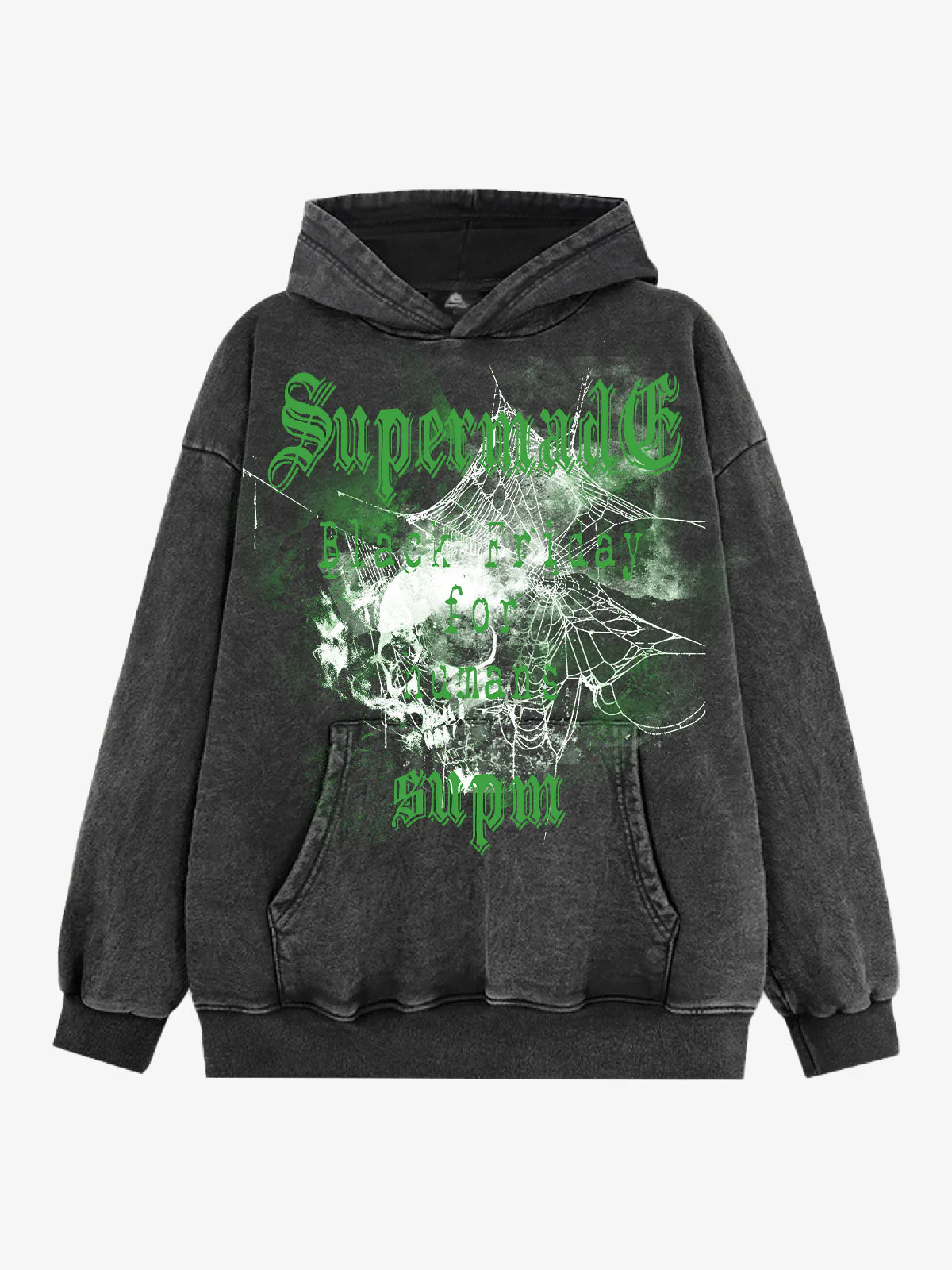 Gothic Skull Spider Web Graphic Hoodie