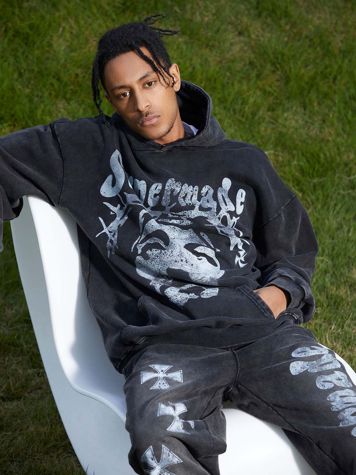 Heavy Washed Jesus Graphic Hoodie - 1973