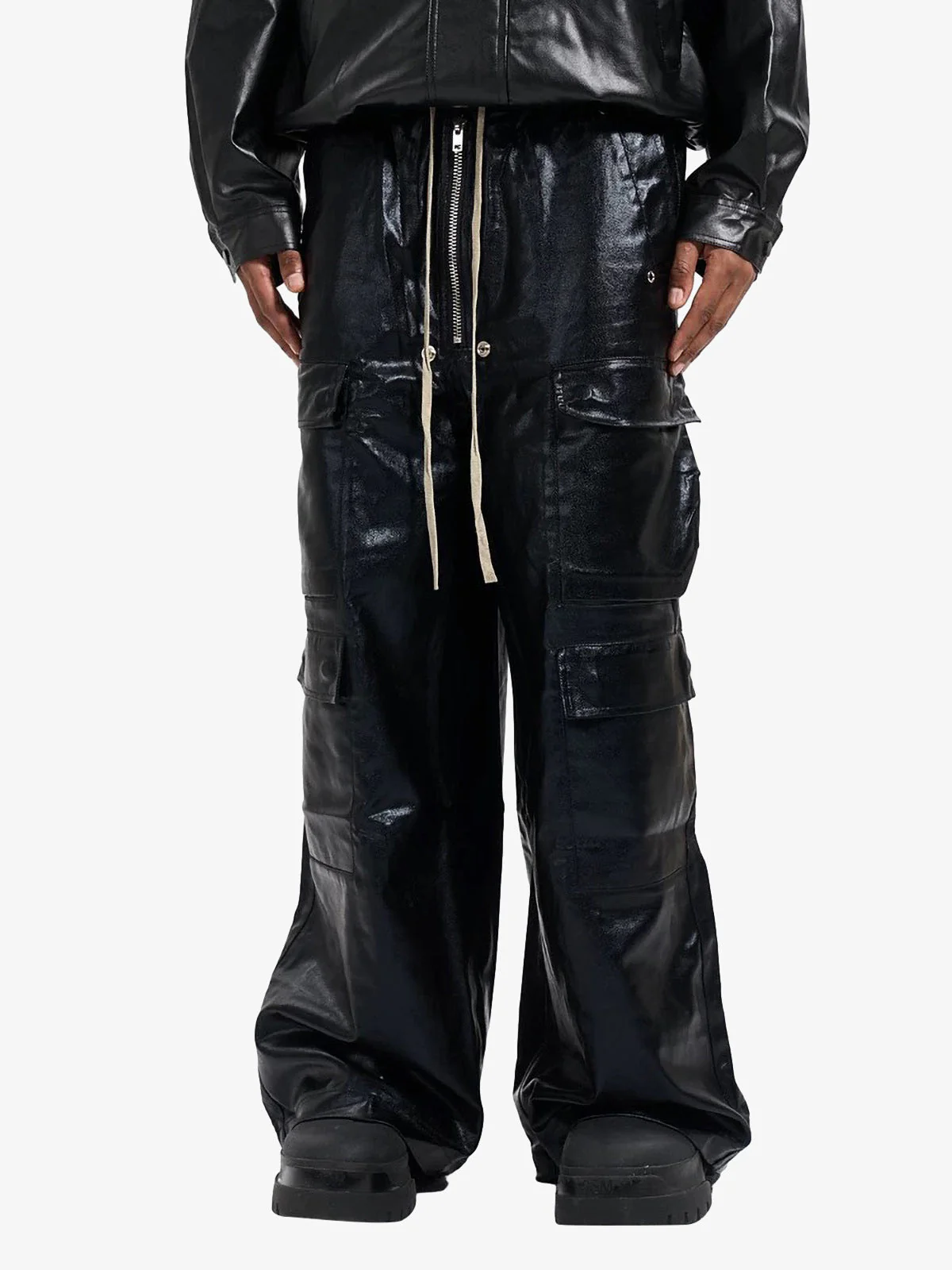 RO-style multi-pocket matte coated overalls - 2094