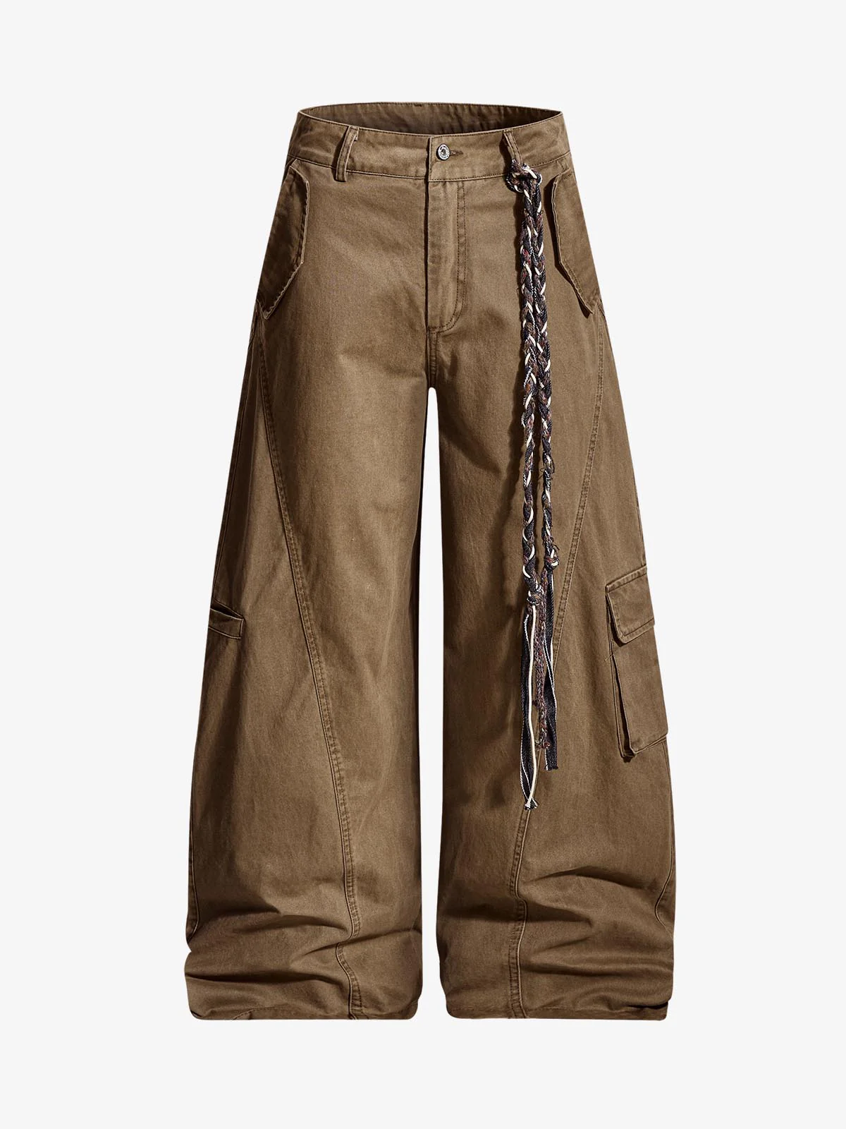Washed Cargo Webbing Barrel Pants