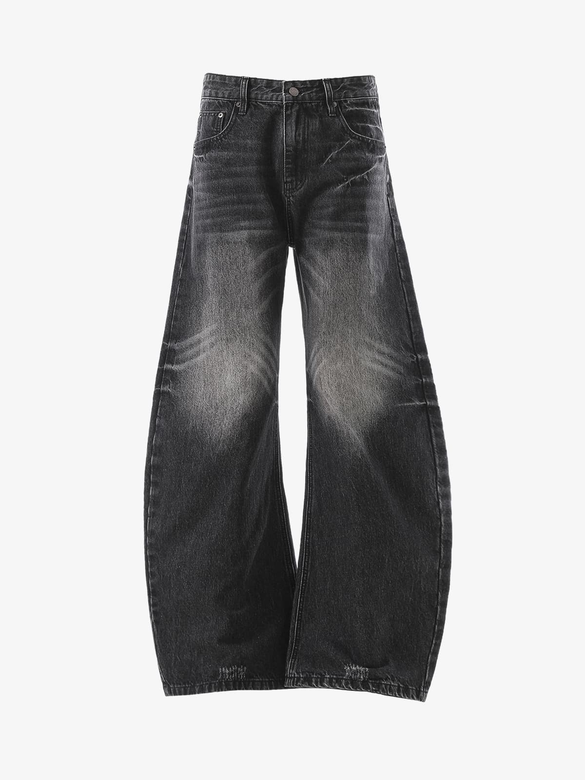 Vintage Washed Distressed Whisker Barrel Jeans