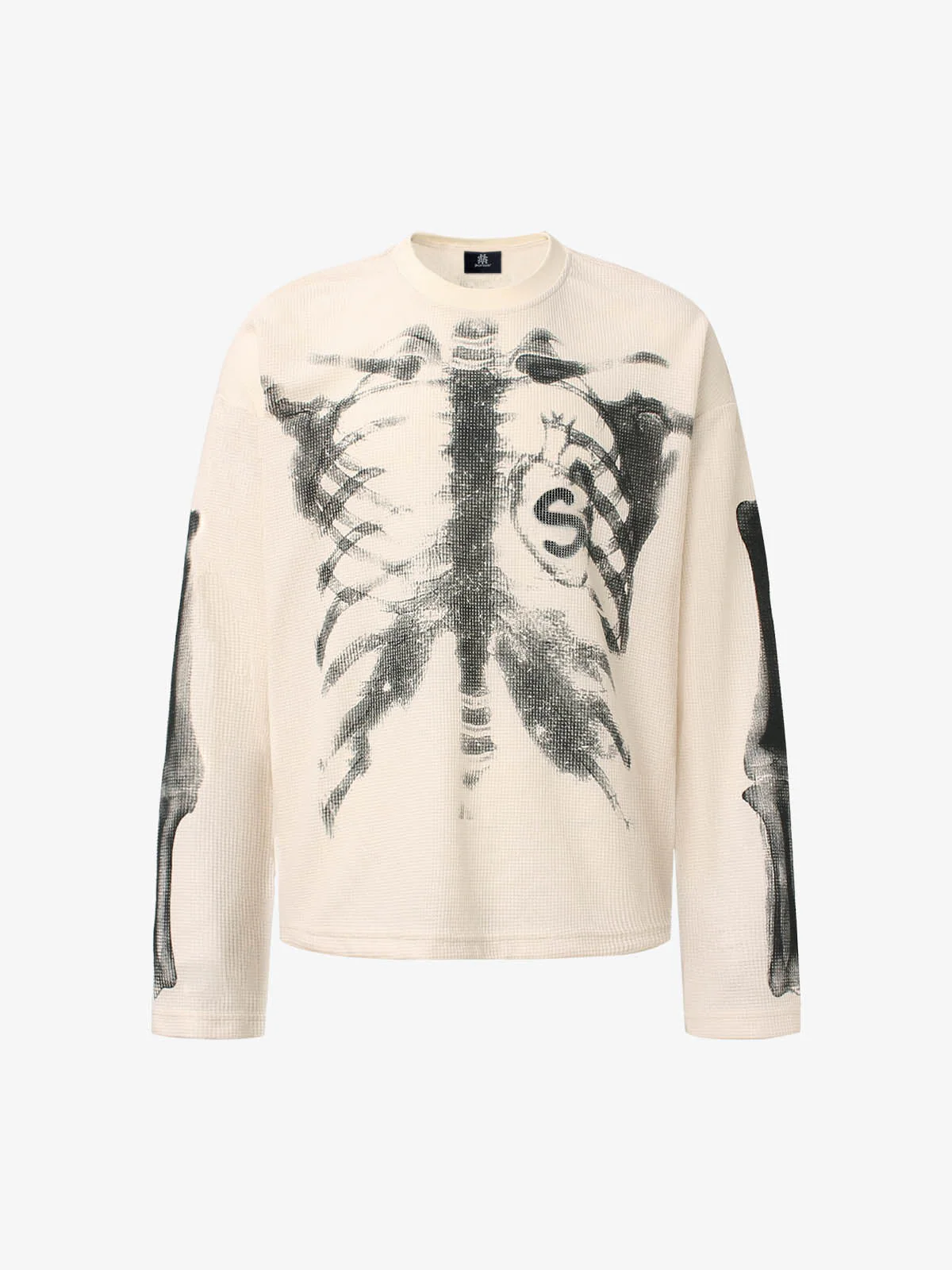 Skeleton Graphic Waffle Sweatshirt - 2495