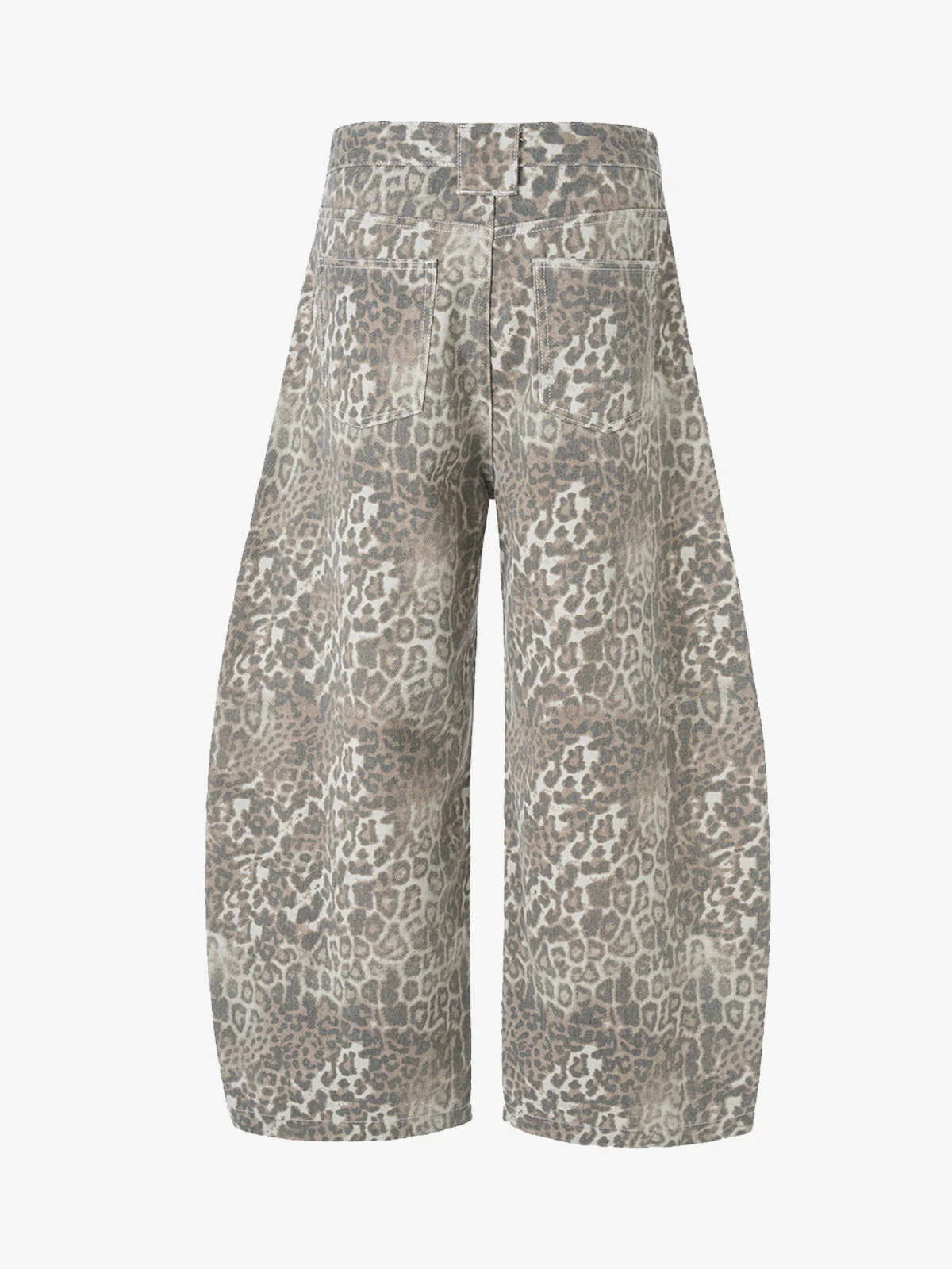 Retro Light Leopard Print Barrel Jeans