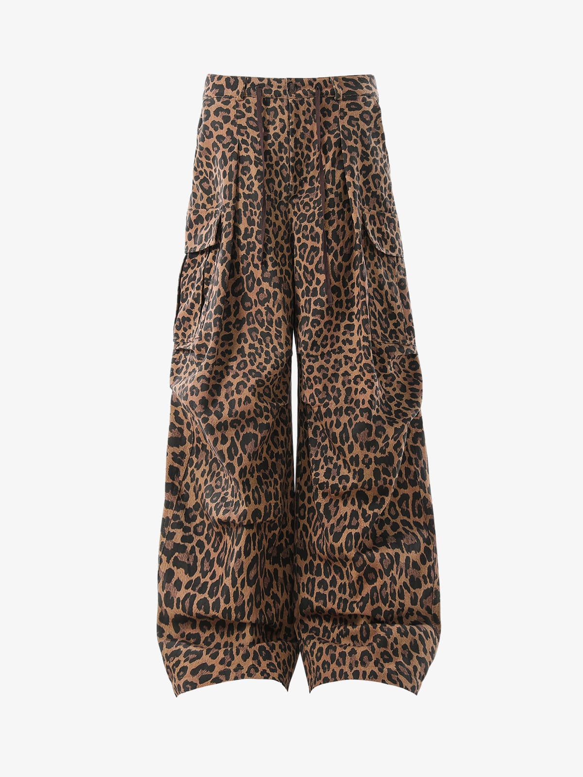 Retro Leopard Print Pleated Pocket Casual Pants