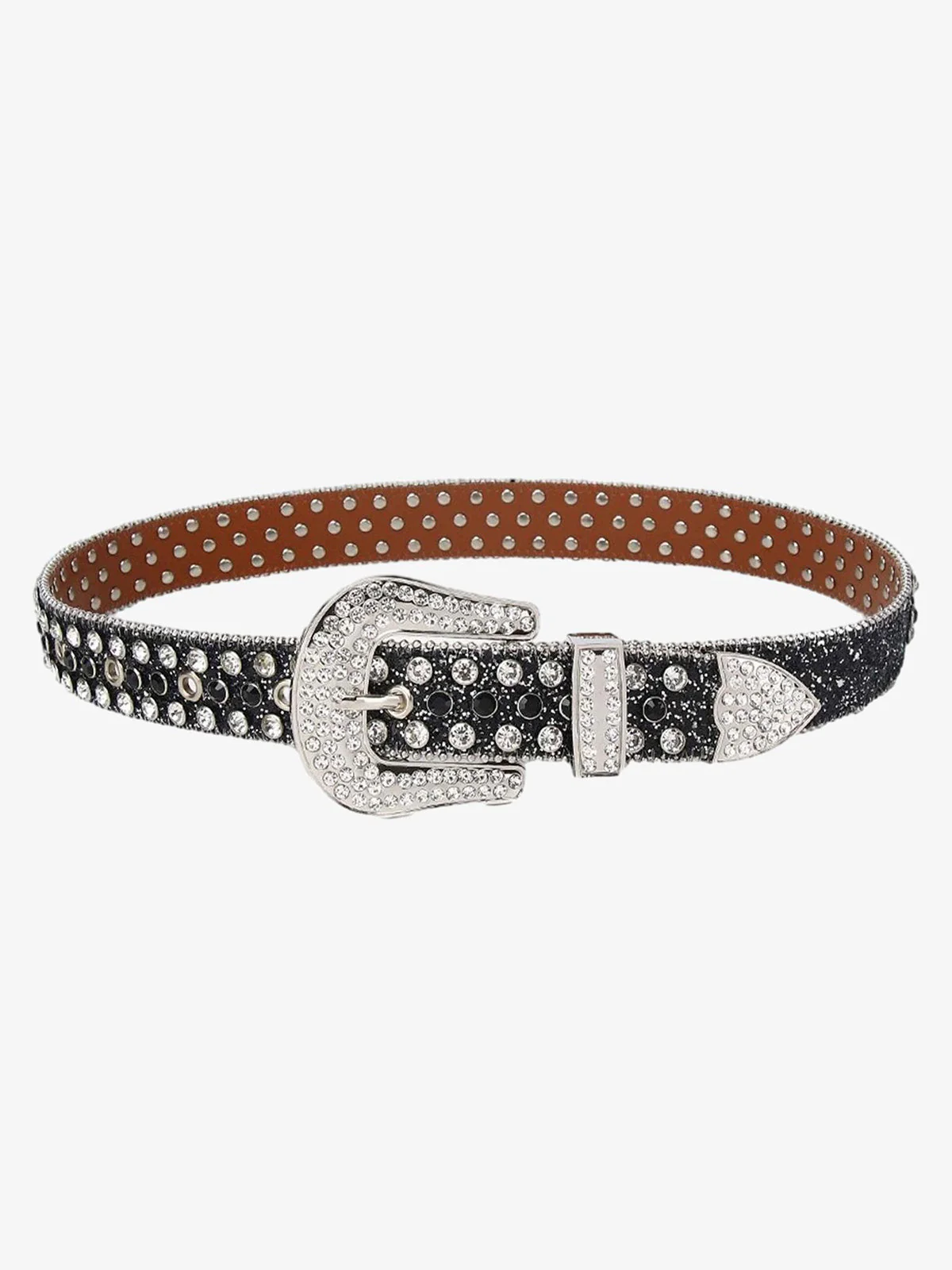 Studded Rhinestone Hip Hop Belt - 1691