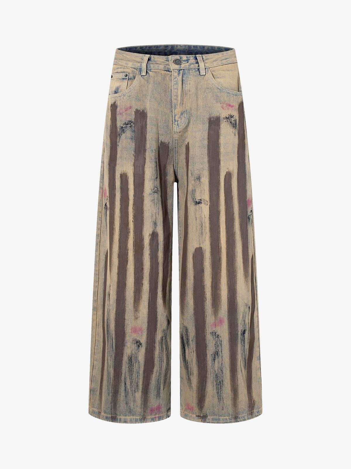 Retro Washed Brushstroke Baggy Jeans