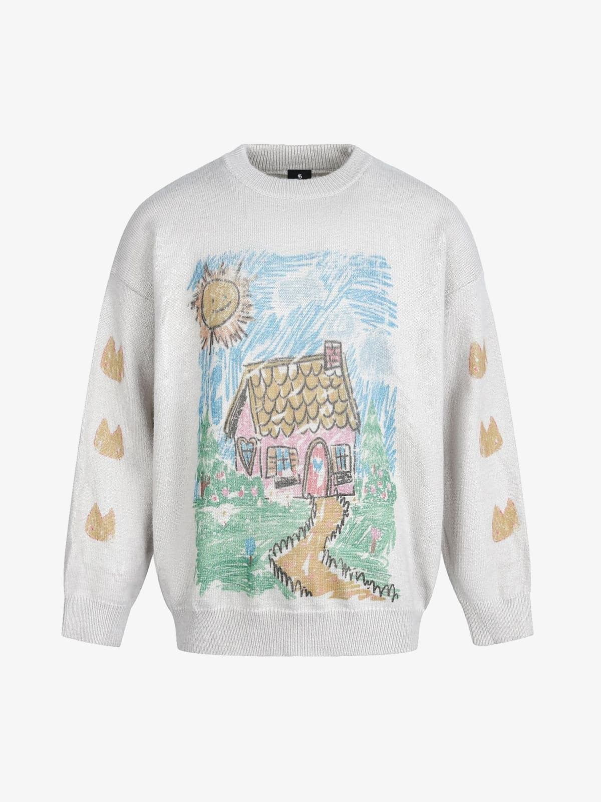 Retro Cozy Cottage Pattern Fun Graffiti Sweater