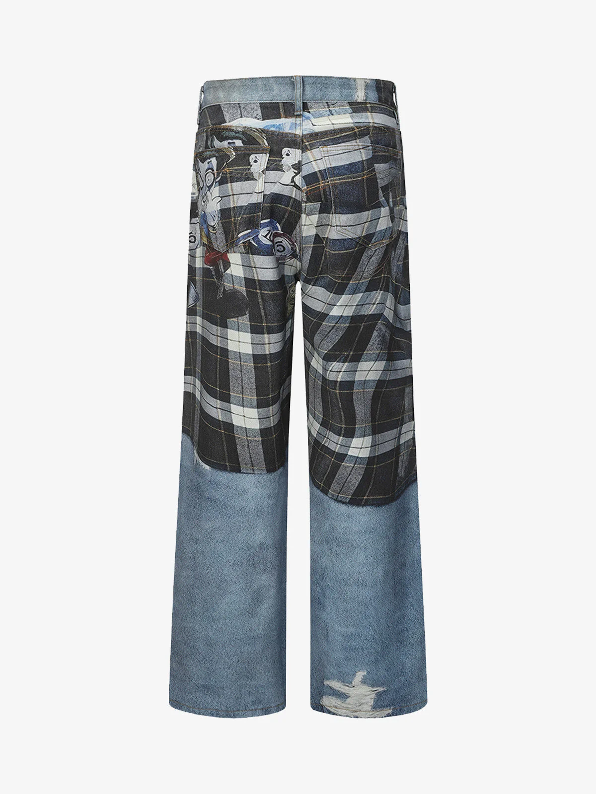 Street Plaid 3D Print Straight Leg Jeans