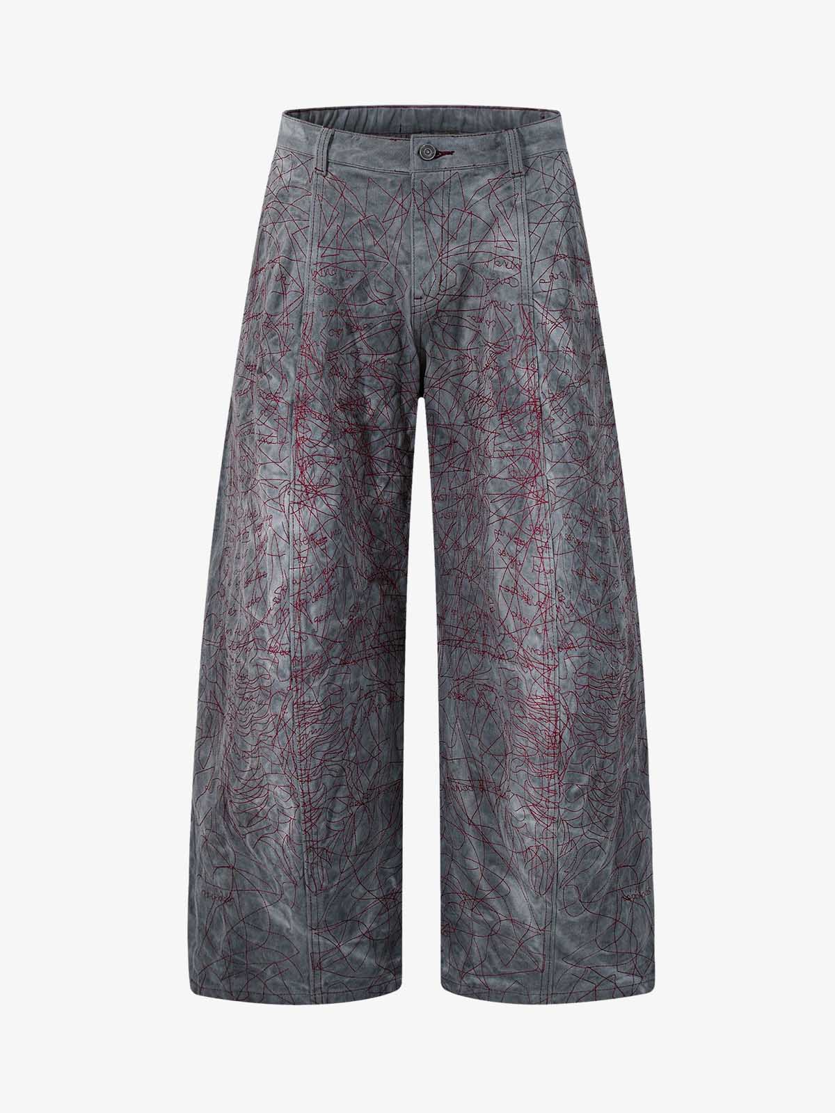 Allover Stitch Baggy Jeans