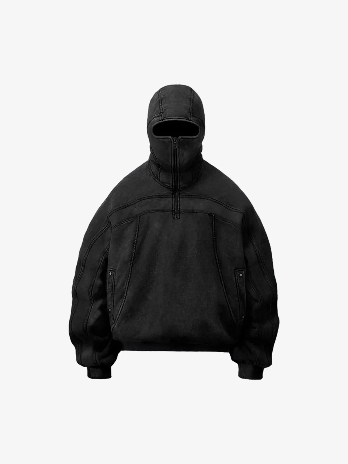 Fleece Retro Zipper Eye-Hood Design Hooded Jacket - 2489