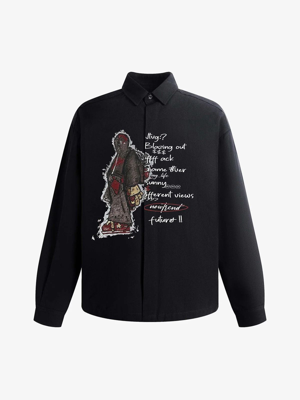Graphic Portrait Print Long-Sleeve Shirt