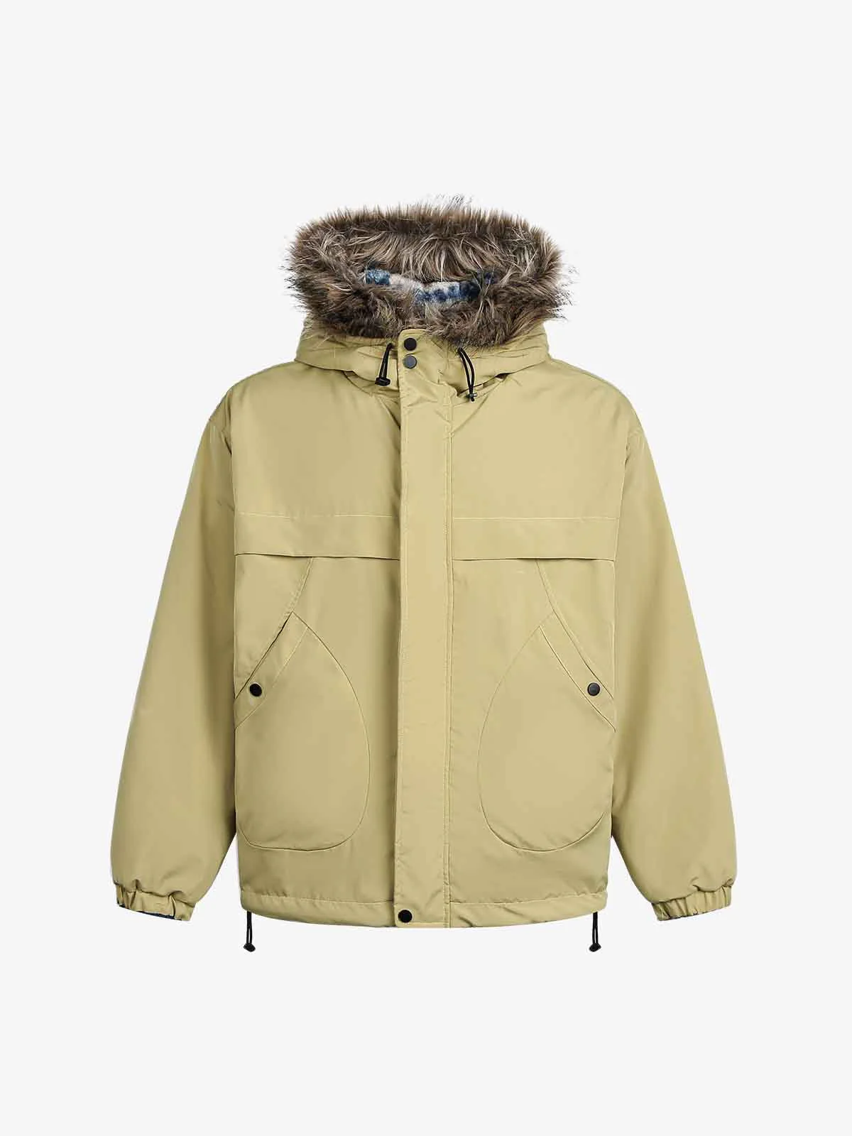 Retro Striped Reversible Faux Sheepskin Collar Jacket