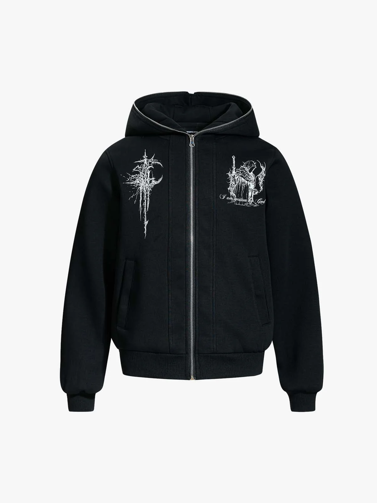 Gothic Graphic Print Zip Up Jacket