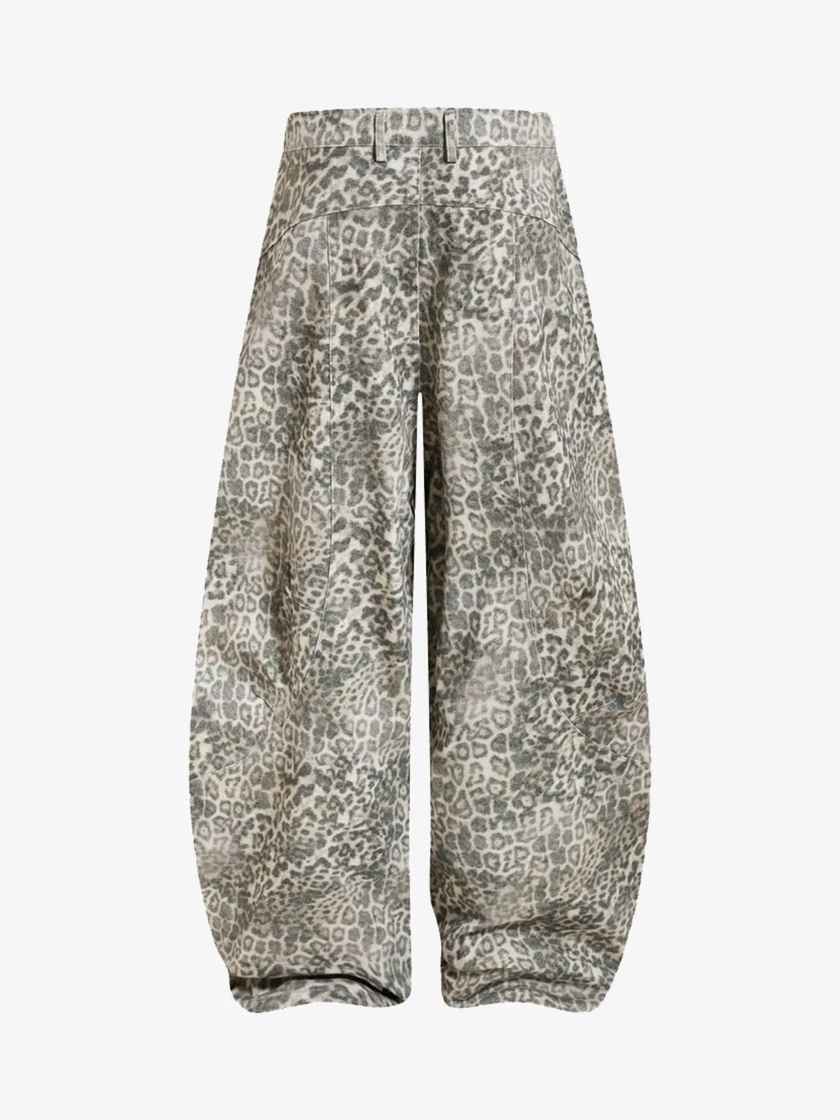 Street Leopard Camouflage Pleated Barrel Jeans