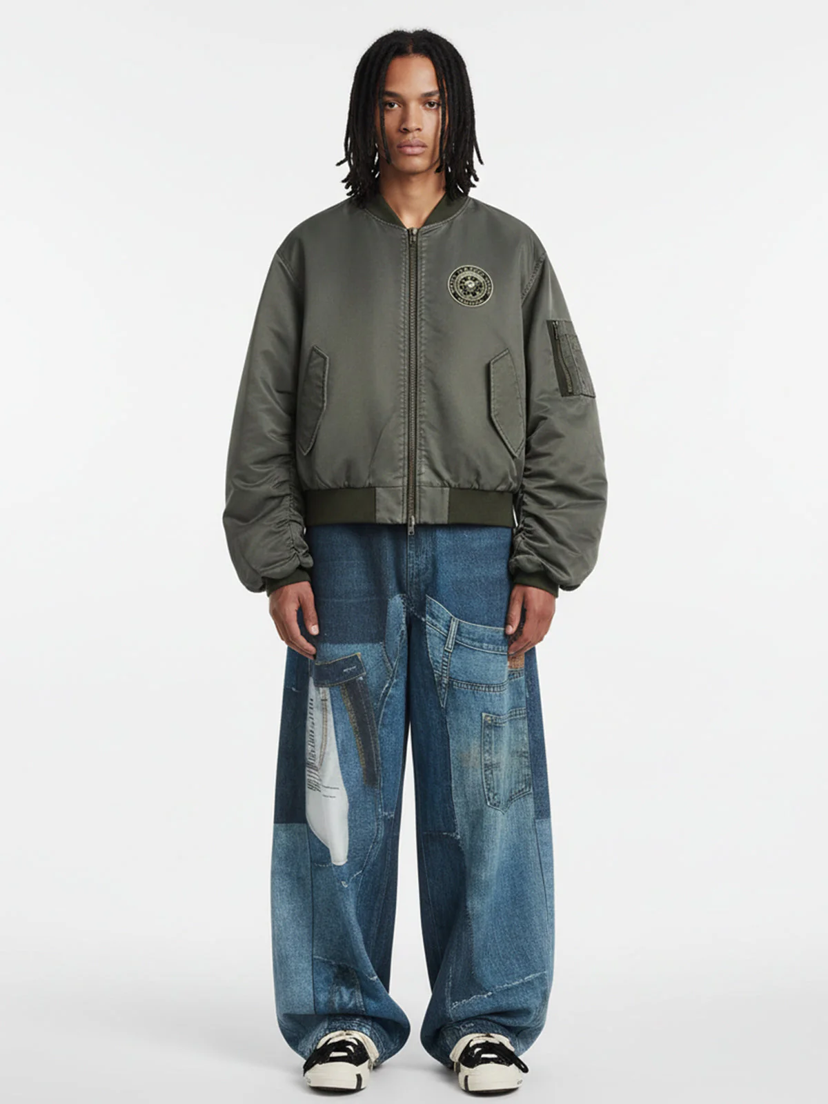 Vintage Patchwork Ripped Barrel Jeans