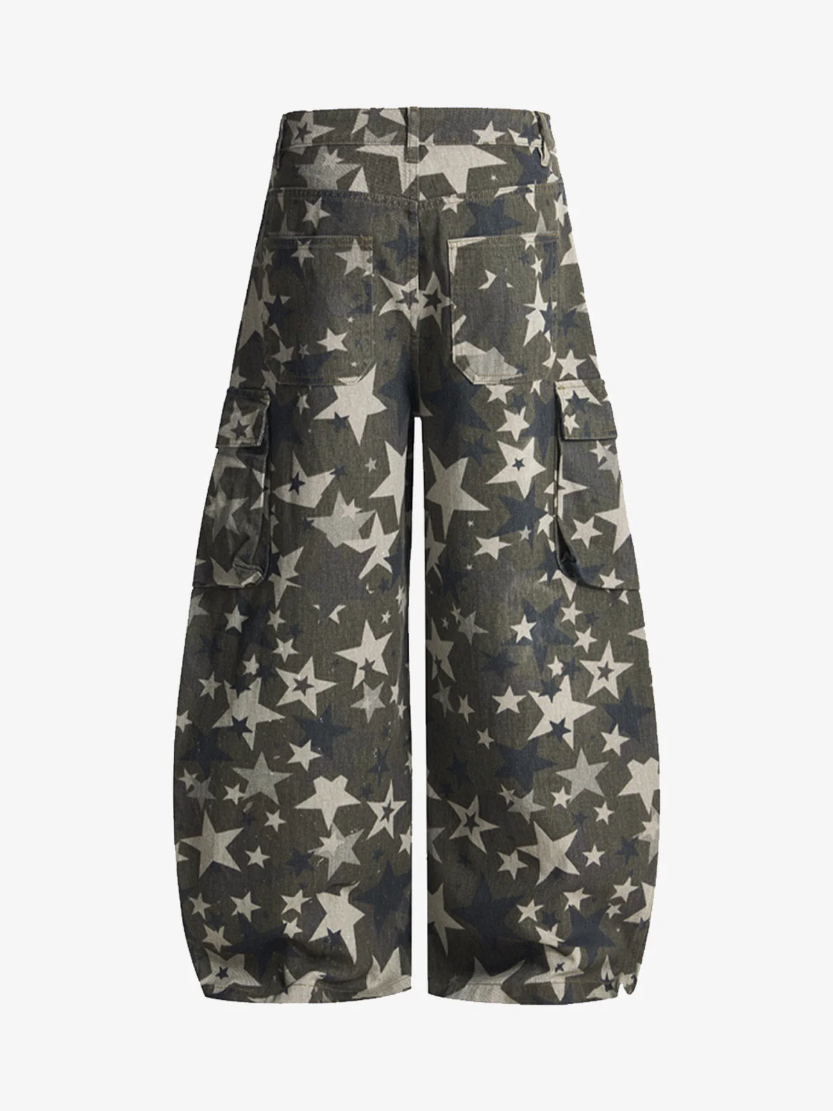 Retro Star Print Barrel Cargo Pants
