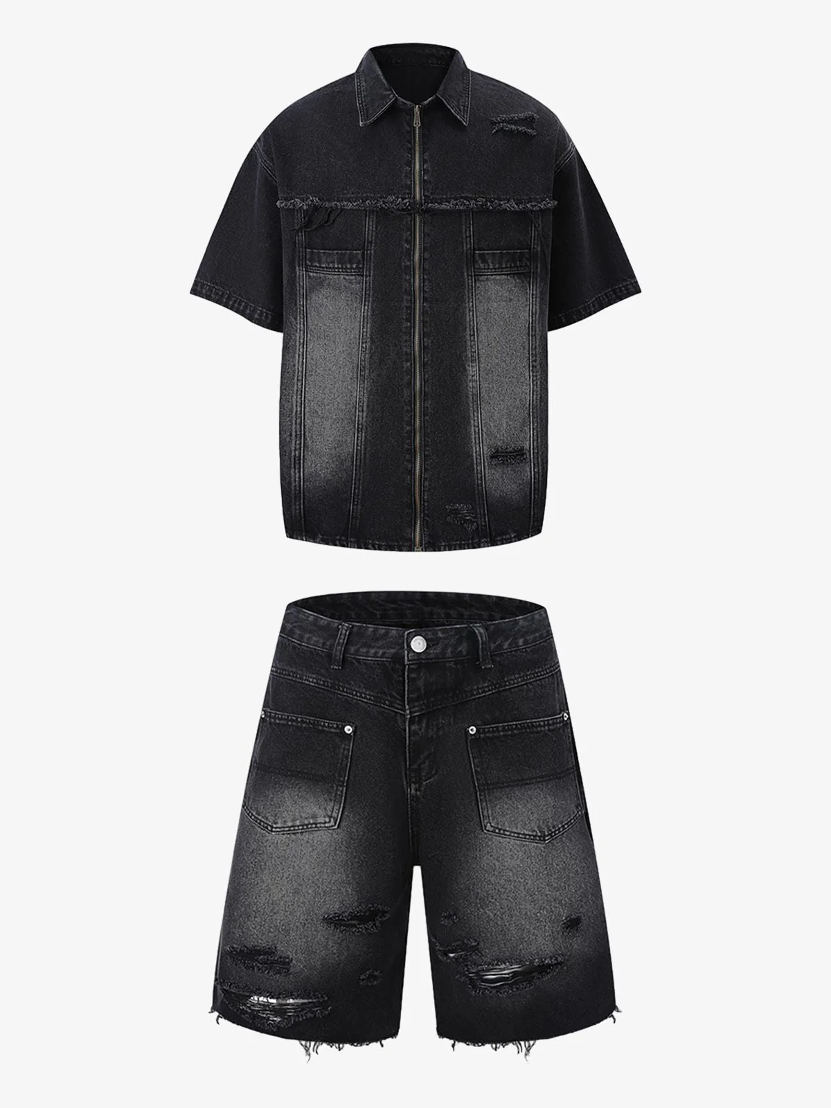 Denim Distressed Ripped Suit - 2460