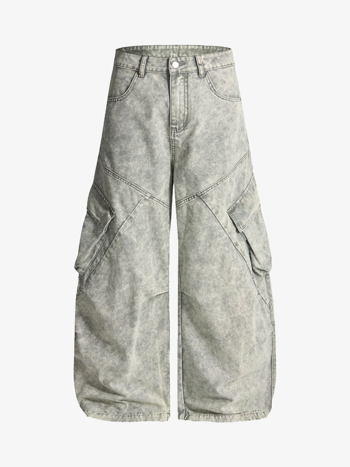 Vintage Washed Multi-Pocket Barrel Jeans