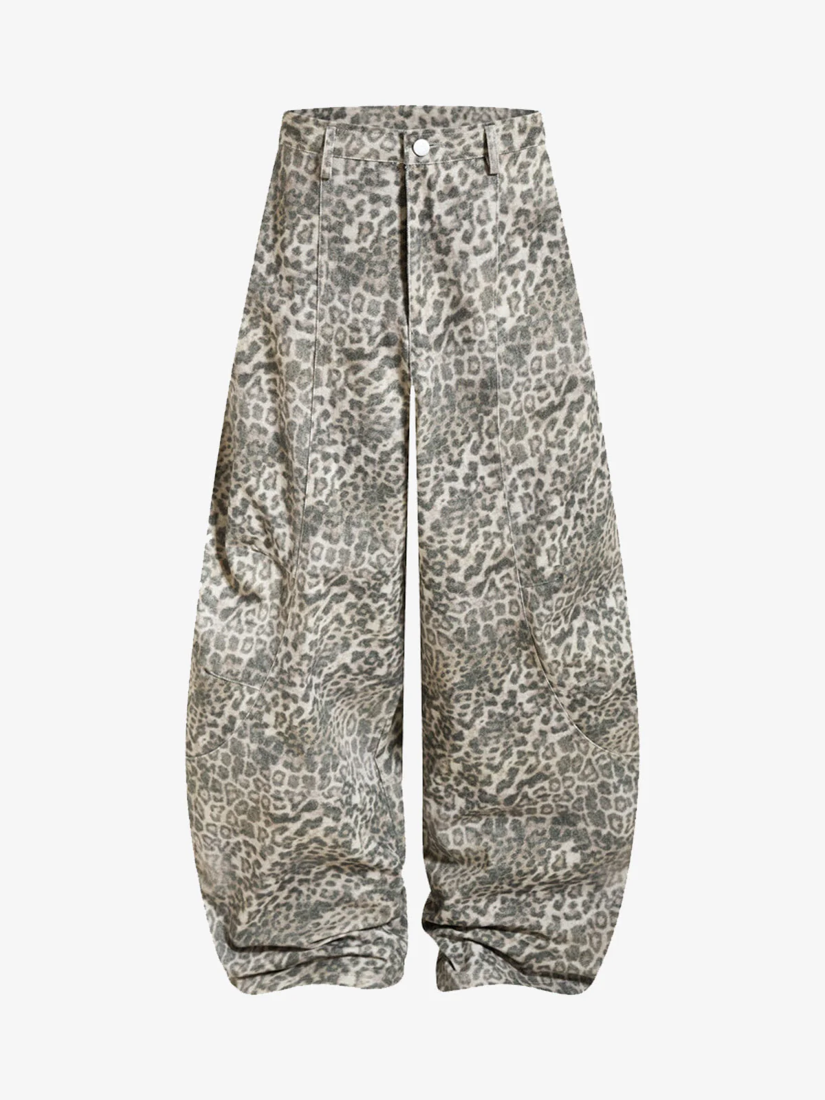 Street Leopard Camouflage Pleated Barrel Jeans