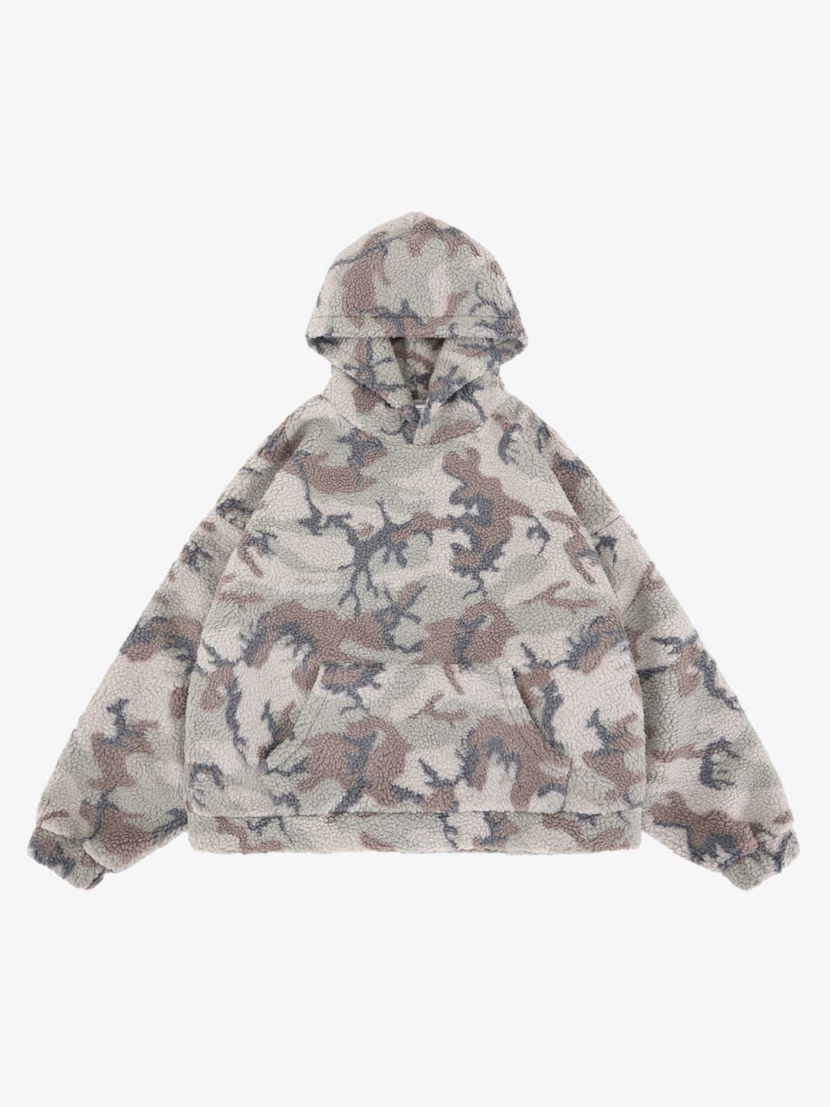 Streetwear Camouflage Fleece Pullover Hoodie