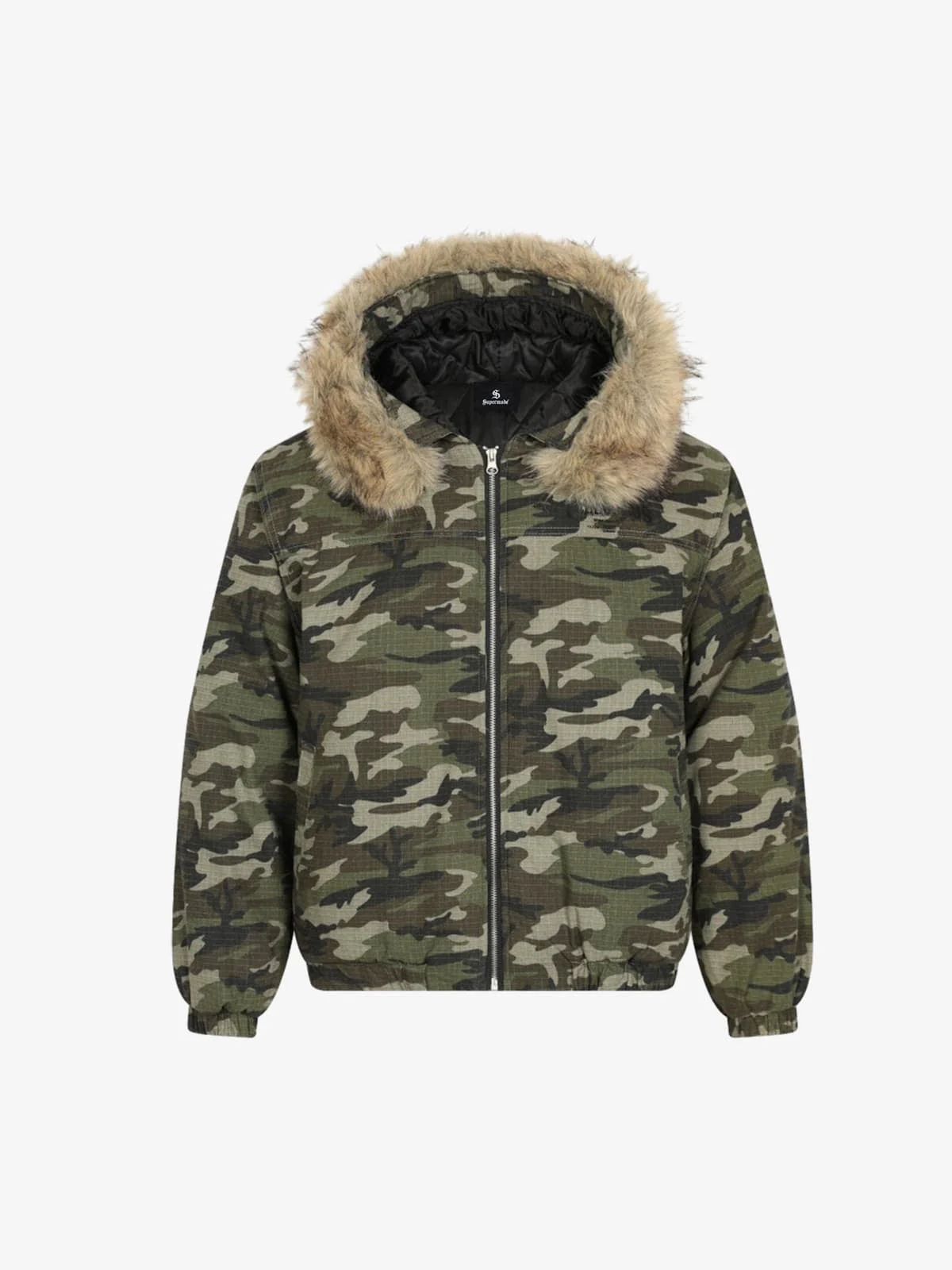Detachable Fur Collar Forest Camo Padded Jacket