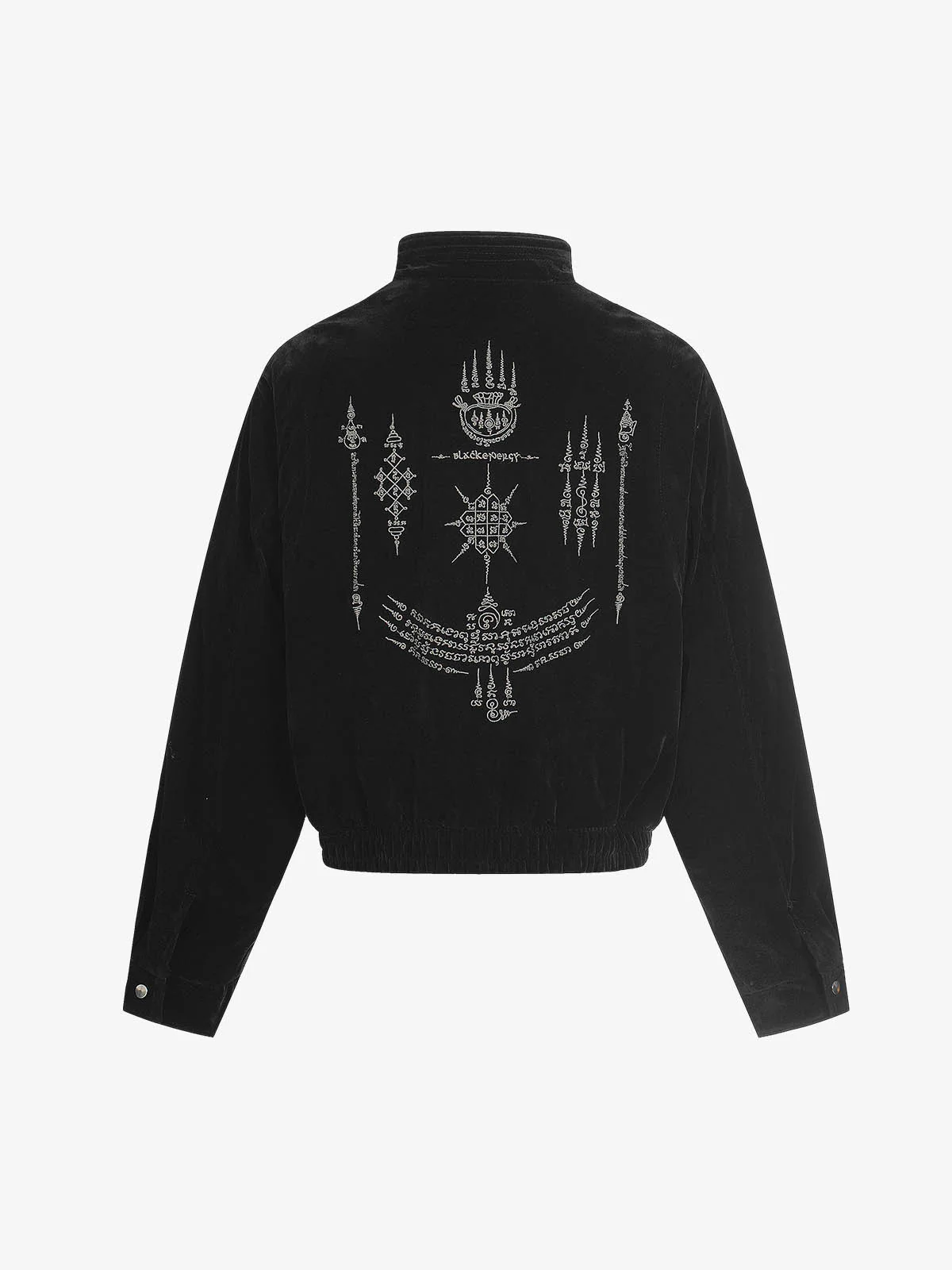 Vintage Suede Embroidered Toggle-Buckle Stand Collar Down Jacket