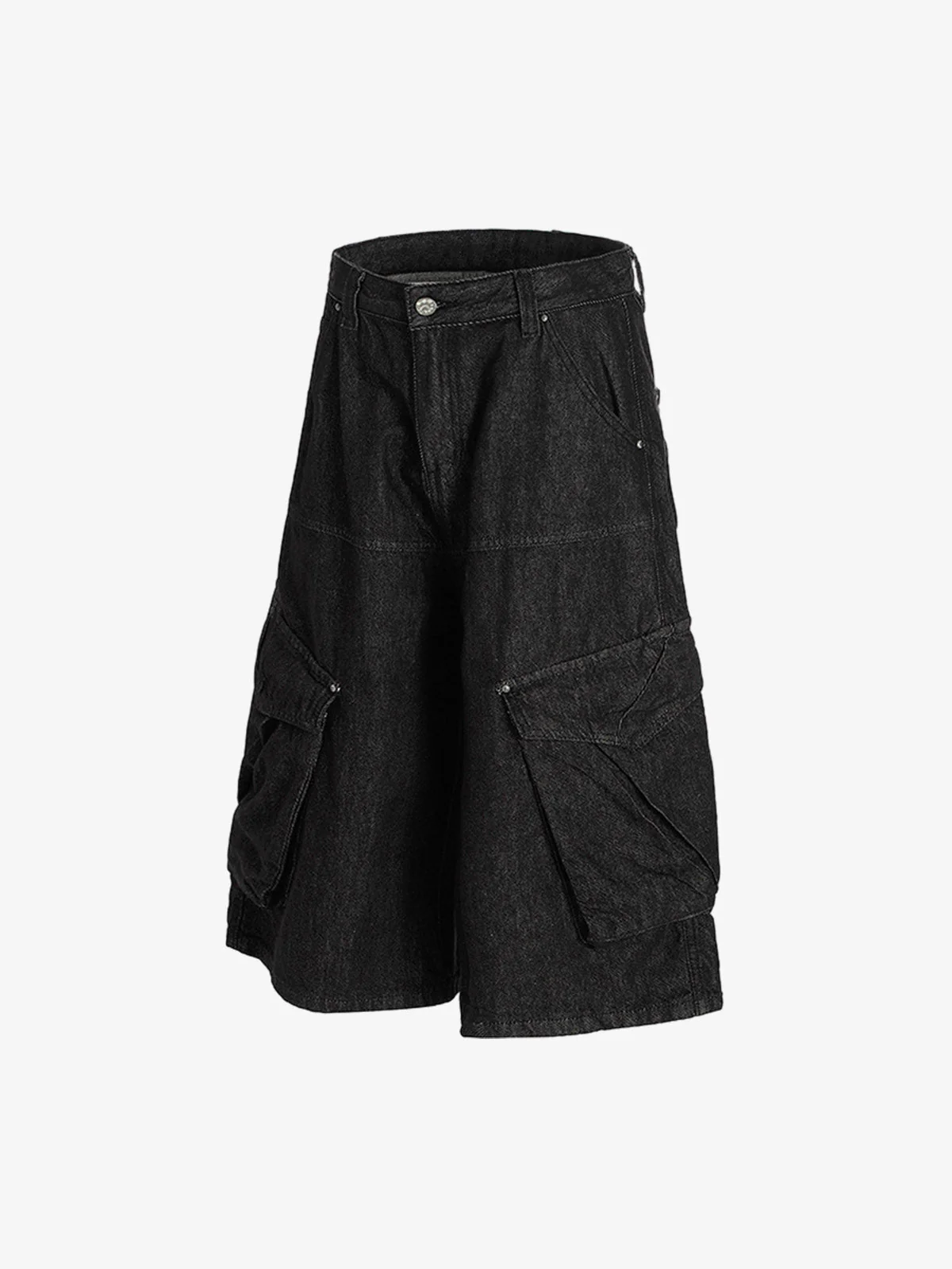 Retro Drape Baggy Straight Workwear Denim Shorts