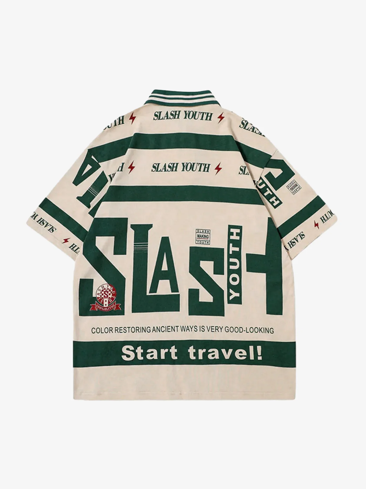 Contrast Color Slash Polo Shirt -1208