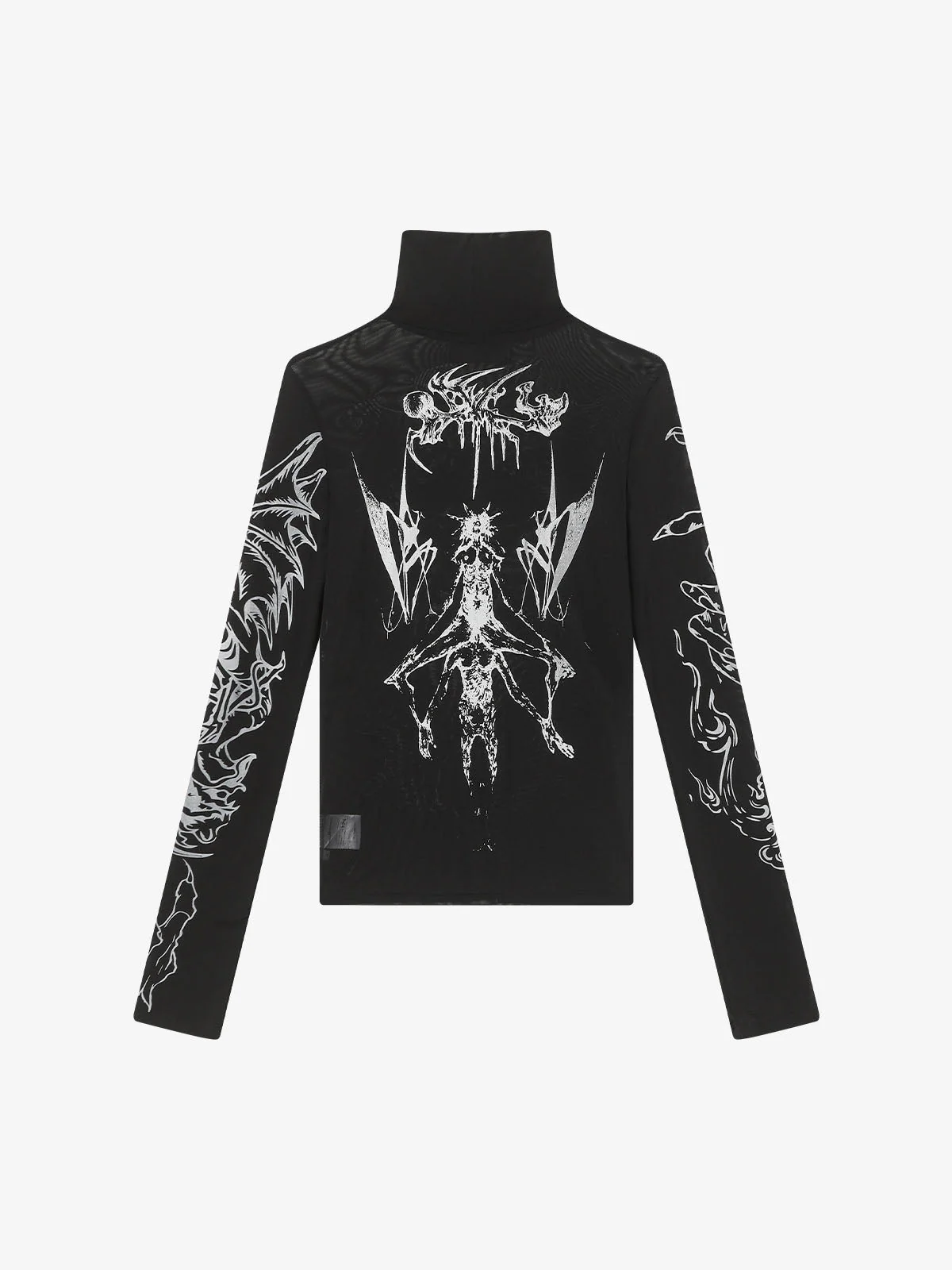 Gothic Skull Print Turtleneck Tight Long Sleeve T-Shirt