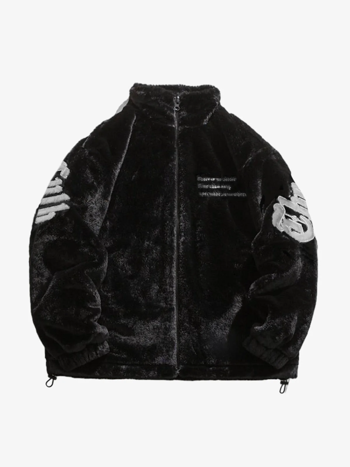 Street Letter Embroidered Fleece Jacket - 1838