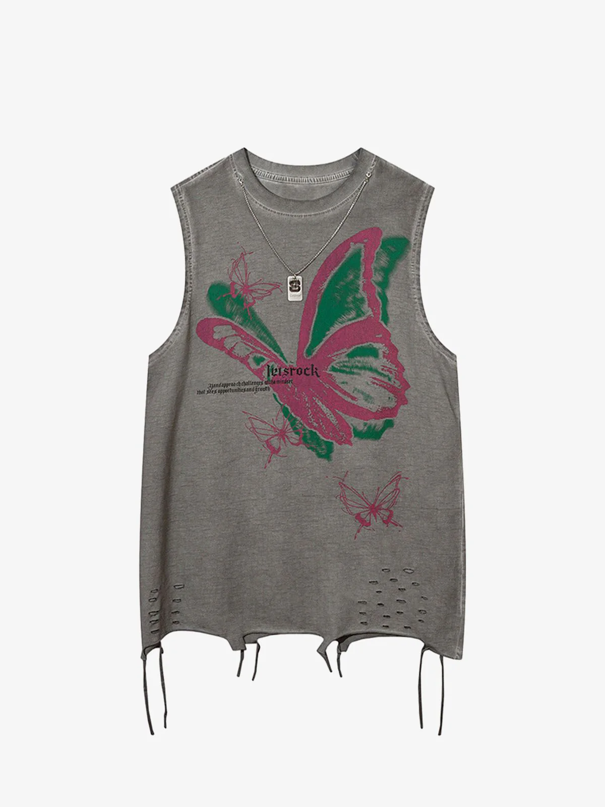 Raw Edge Butterfly Print Vest