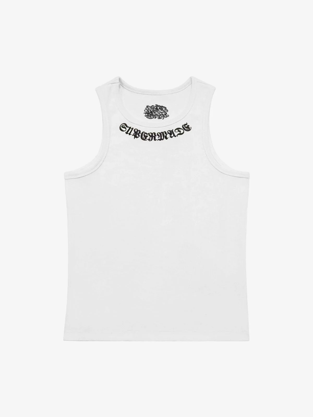 Gothic Lettering Embroidered Ribbed Vest