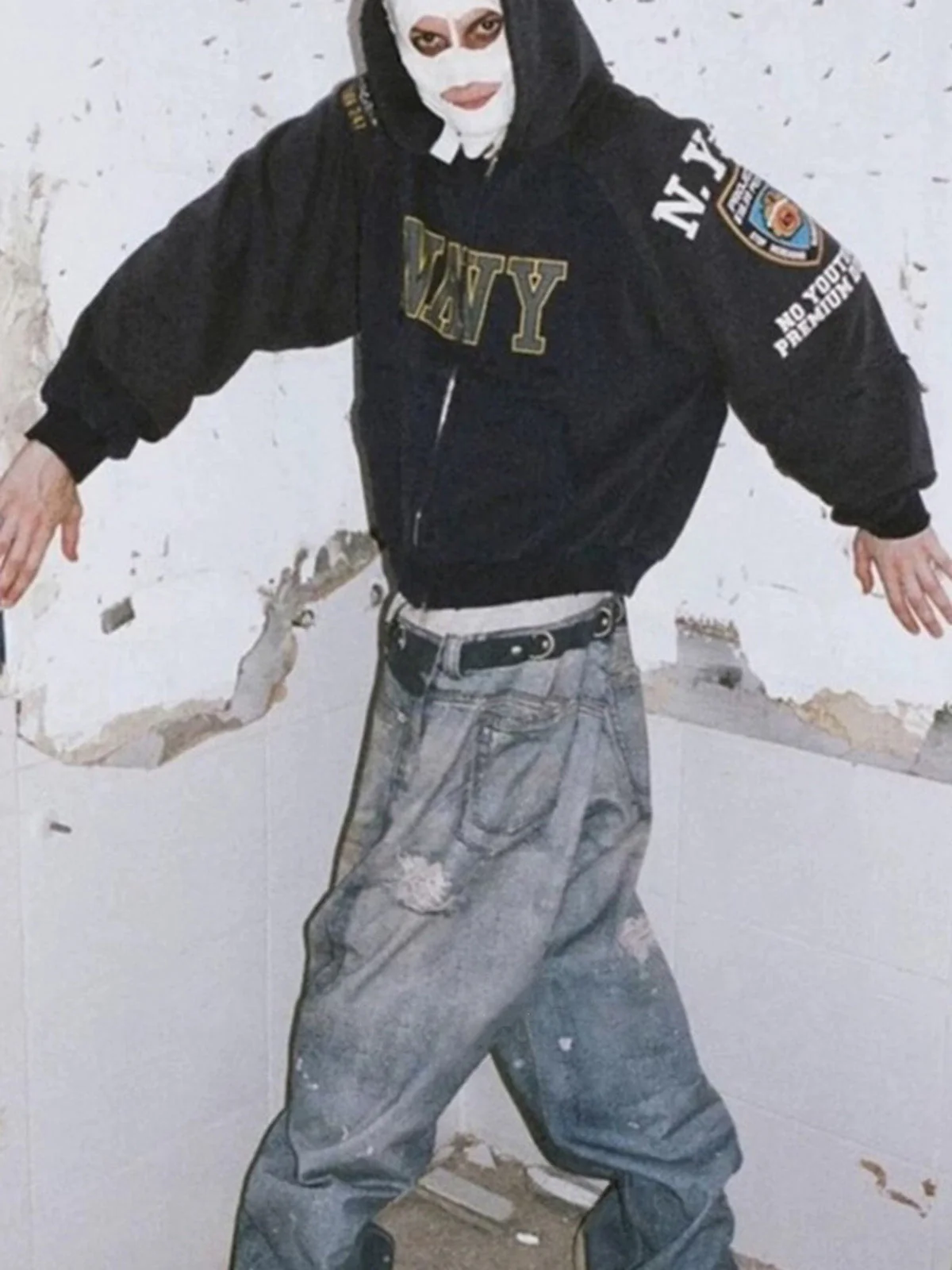 Washed Street Printed Destroyed Jeans