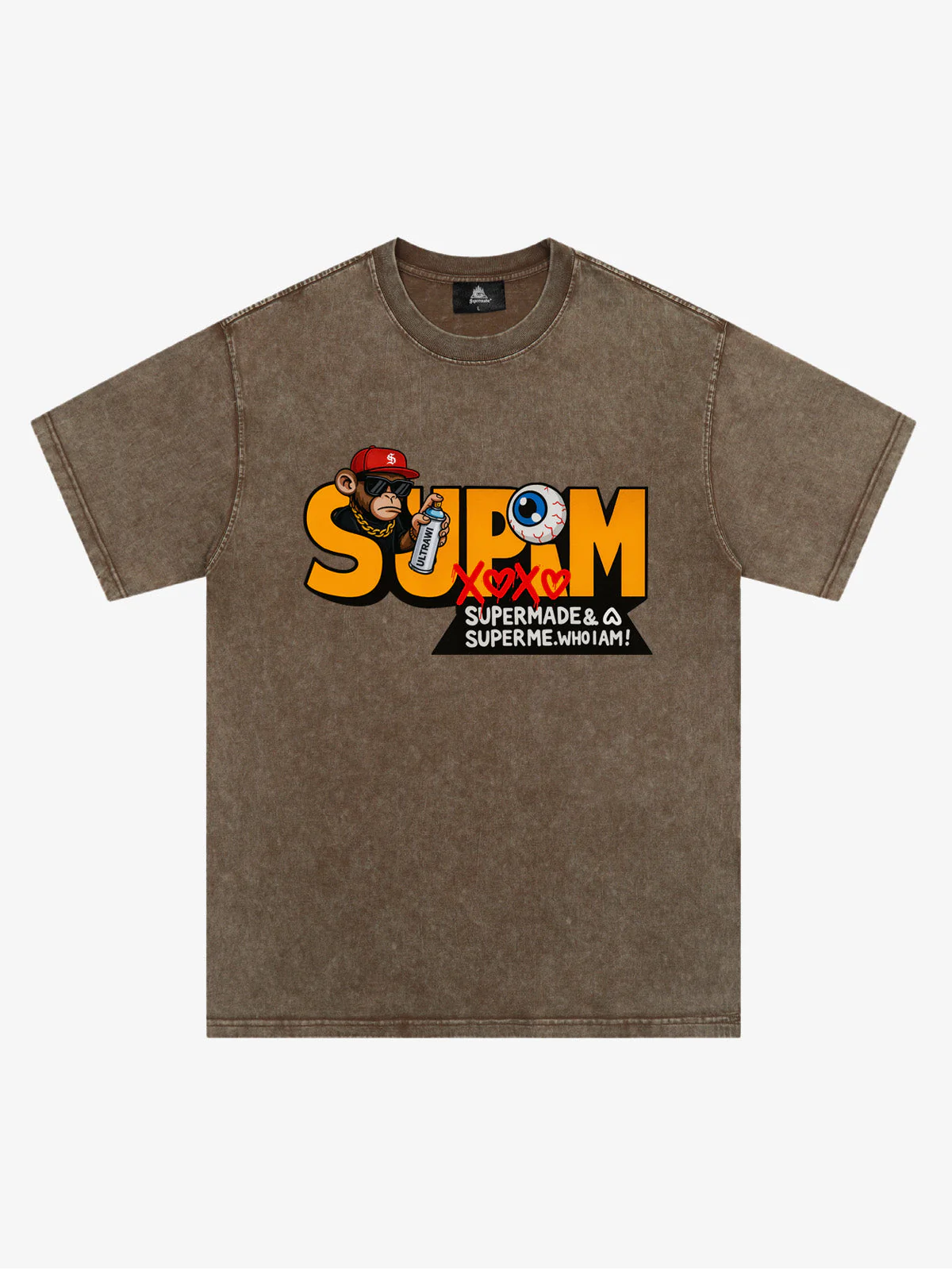 SUPM Trendy Hip-Hop Monkey Graffiti Font T-Shirt
