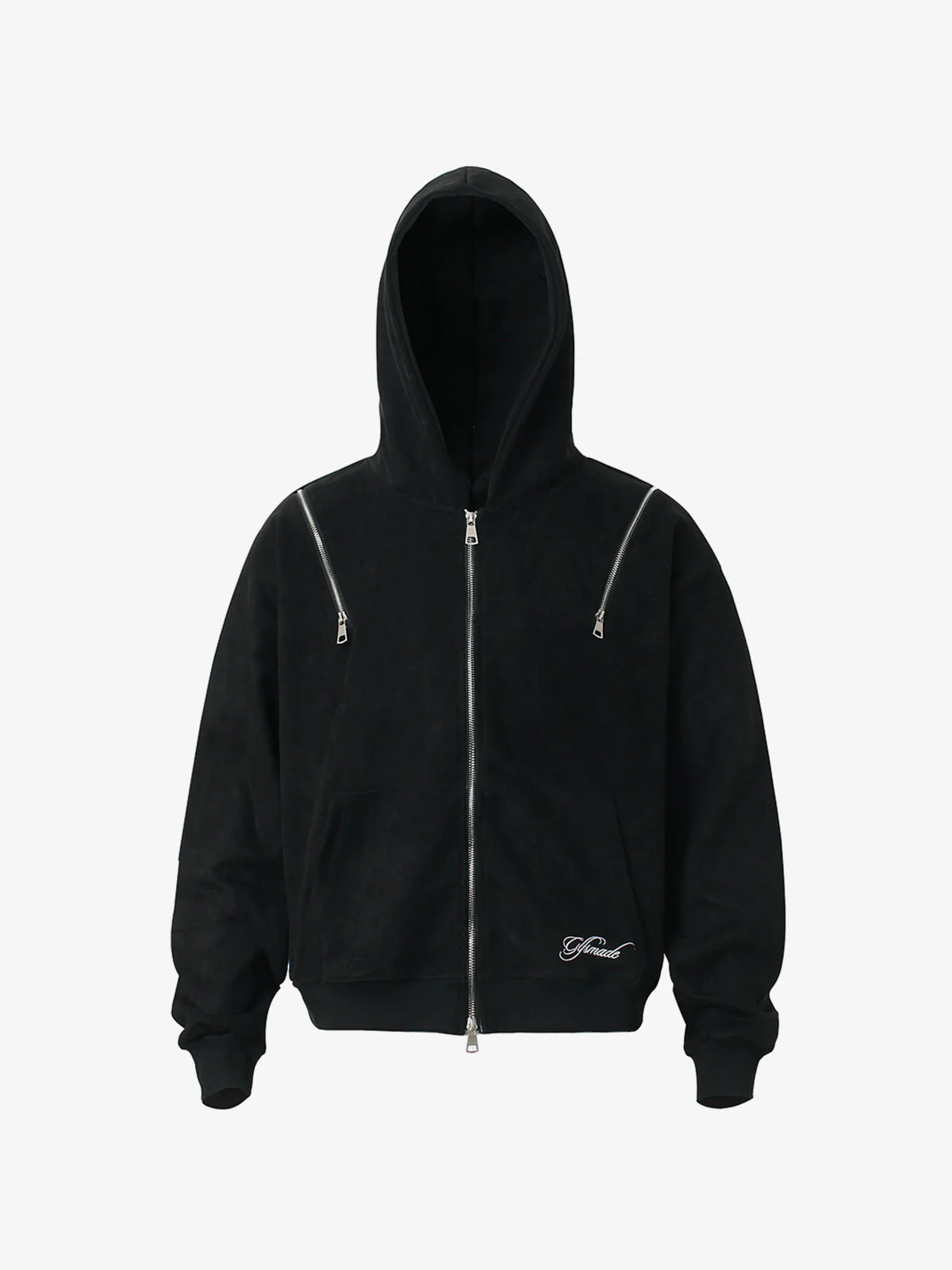 Suede Double-Ended Zippered Cropped Hooded Jacket