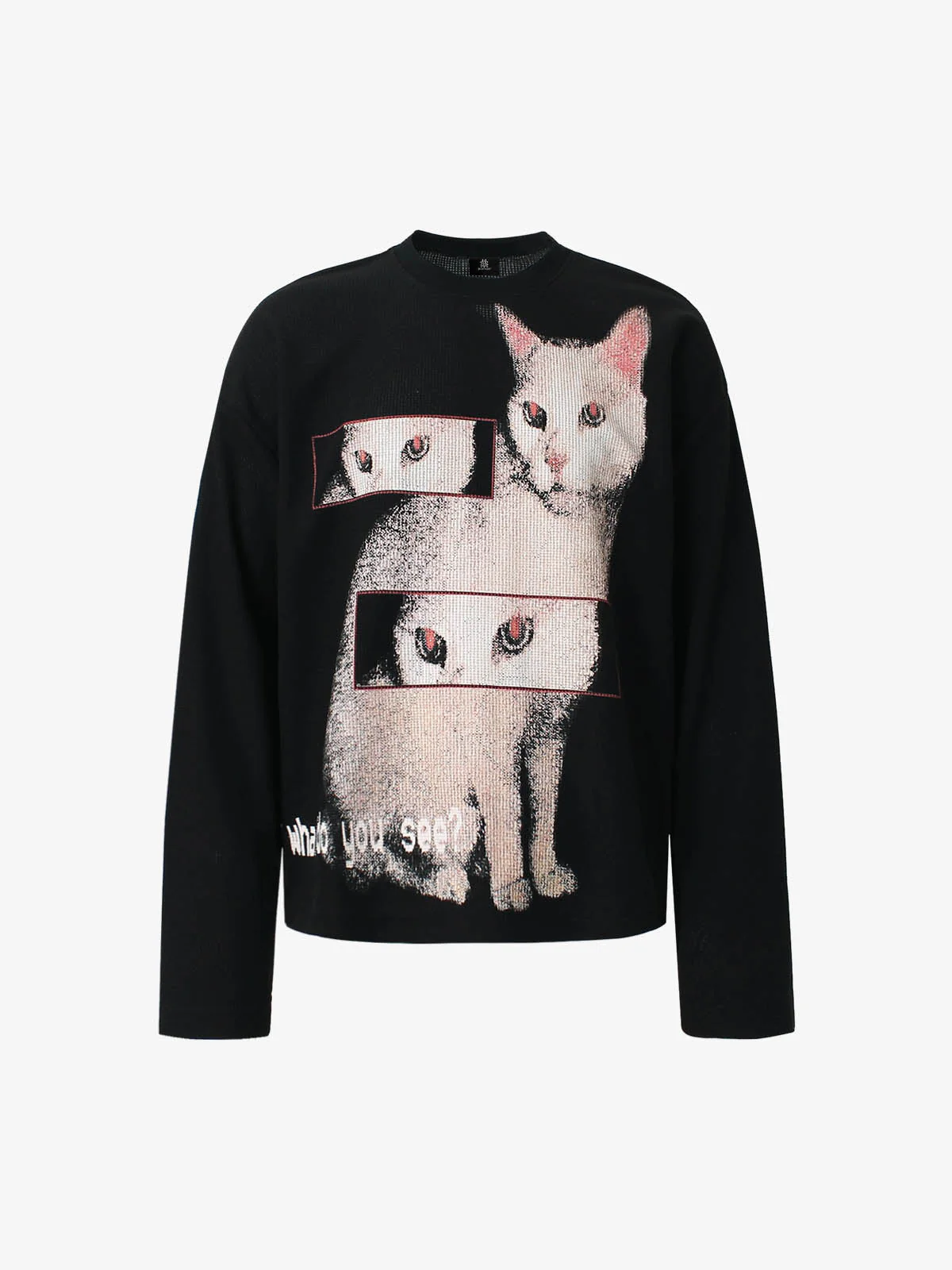 Cat Print Long-Sleeved T-Shirt