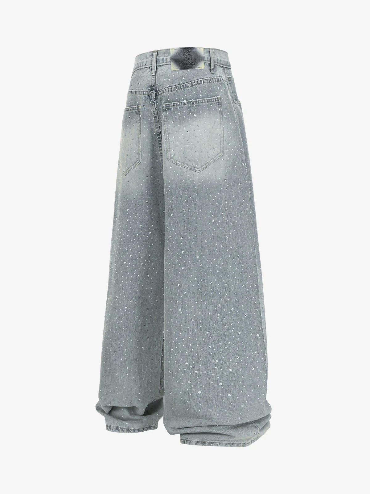 High Street Baggy Wide-Leg Diamond Jeans - 2500