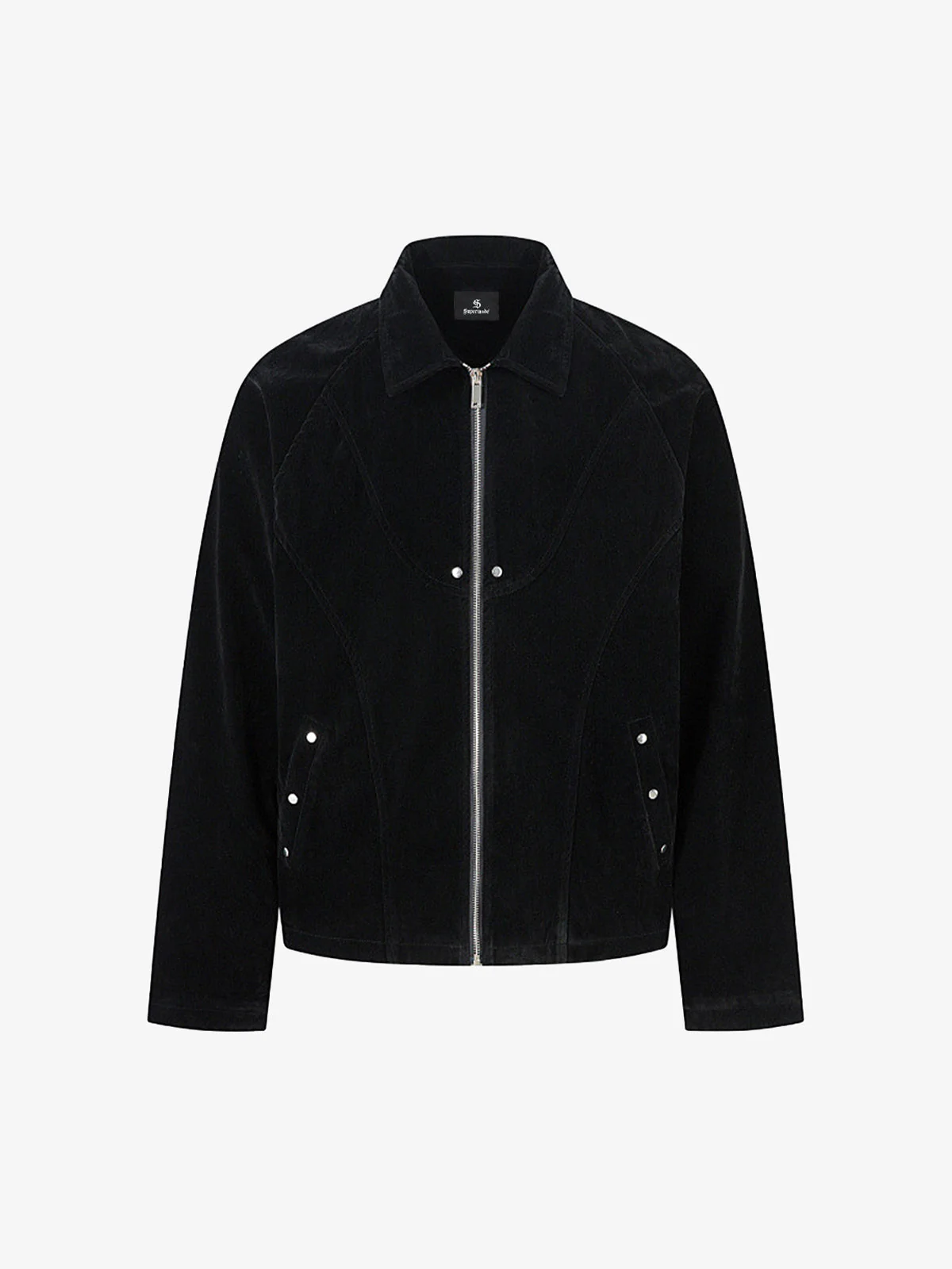Suede Lapel Deconstructed Patchwork Jacket