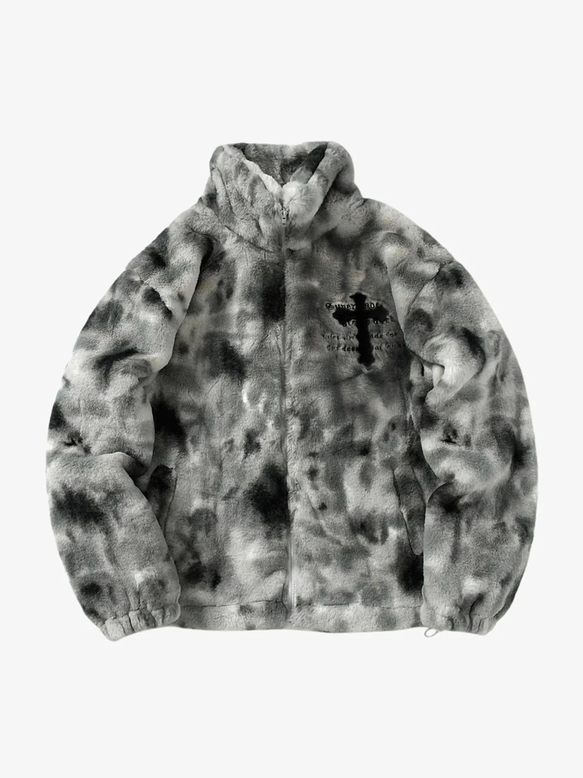 Heavy-Duty Faux Lambswool Tie-Dye Urban Jacket - 1558