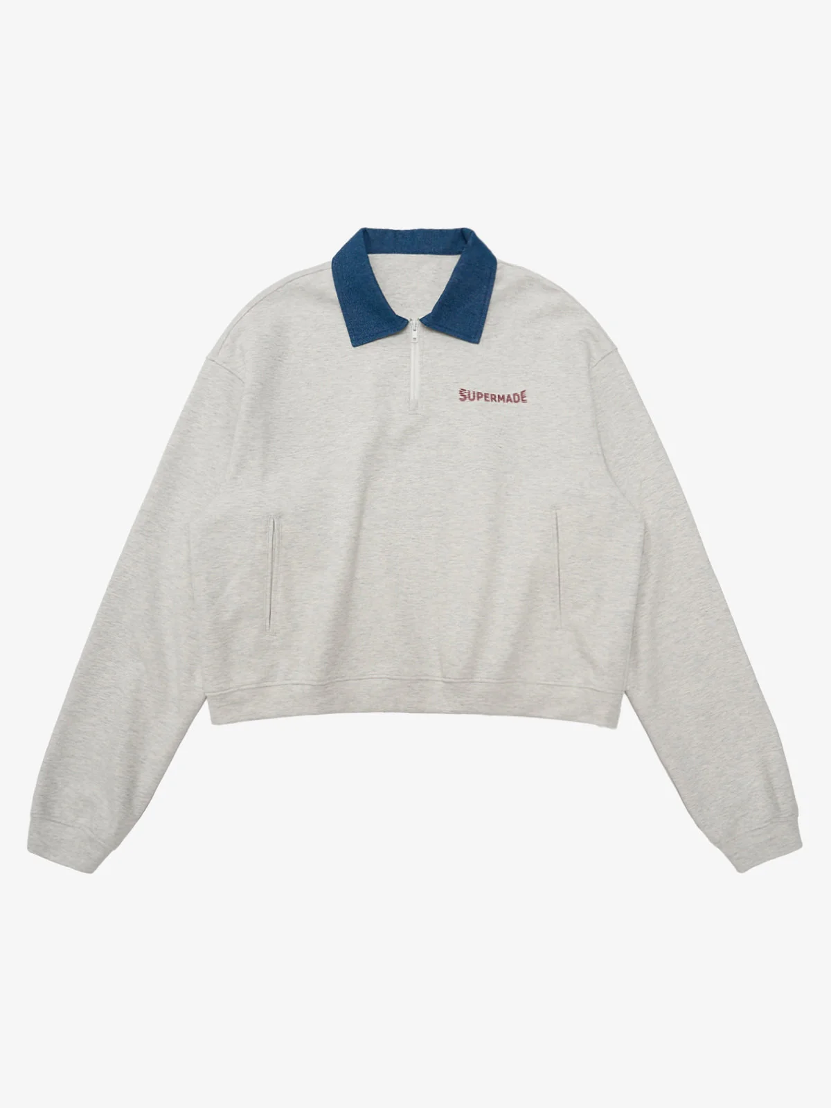 Original Denim Lapel Patchwork Sweatshirt