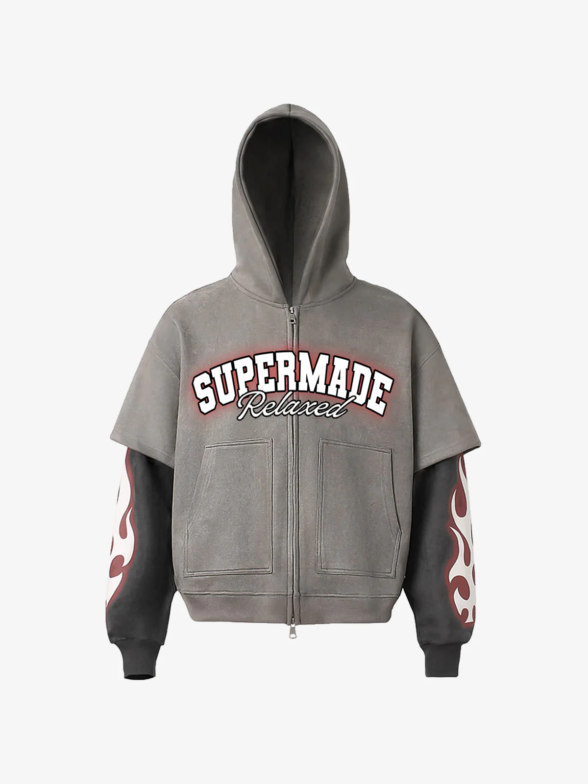 Suede Large Pocket Faux Two-Piece Zipper Short Jacket