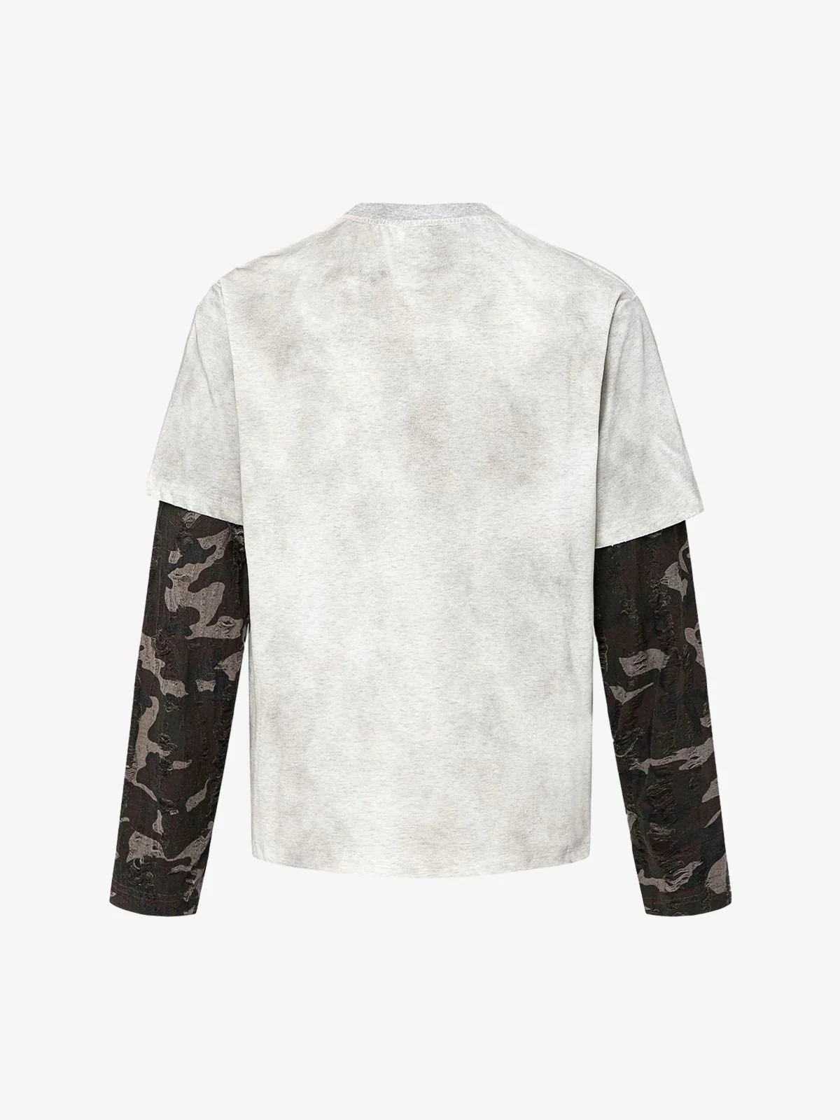 Camouflage Faux Two-piece Jersey Long Sleeve T-shirt - 2380