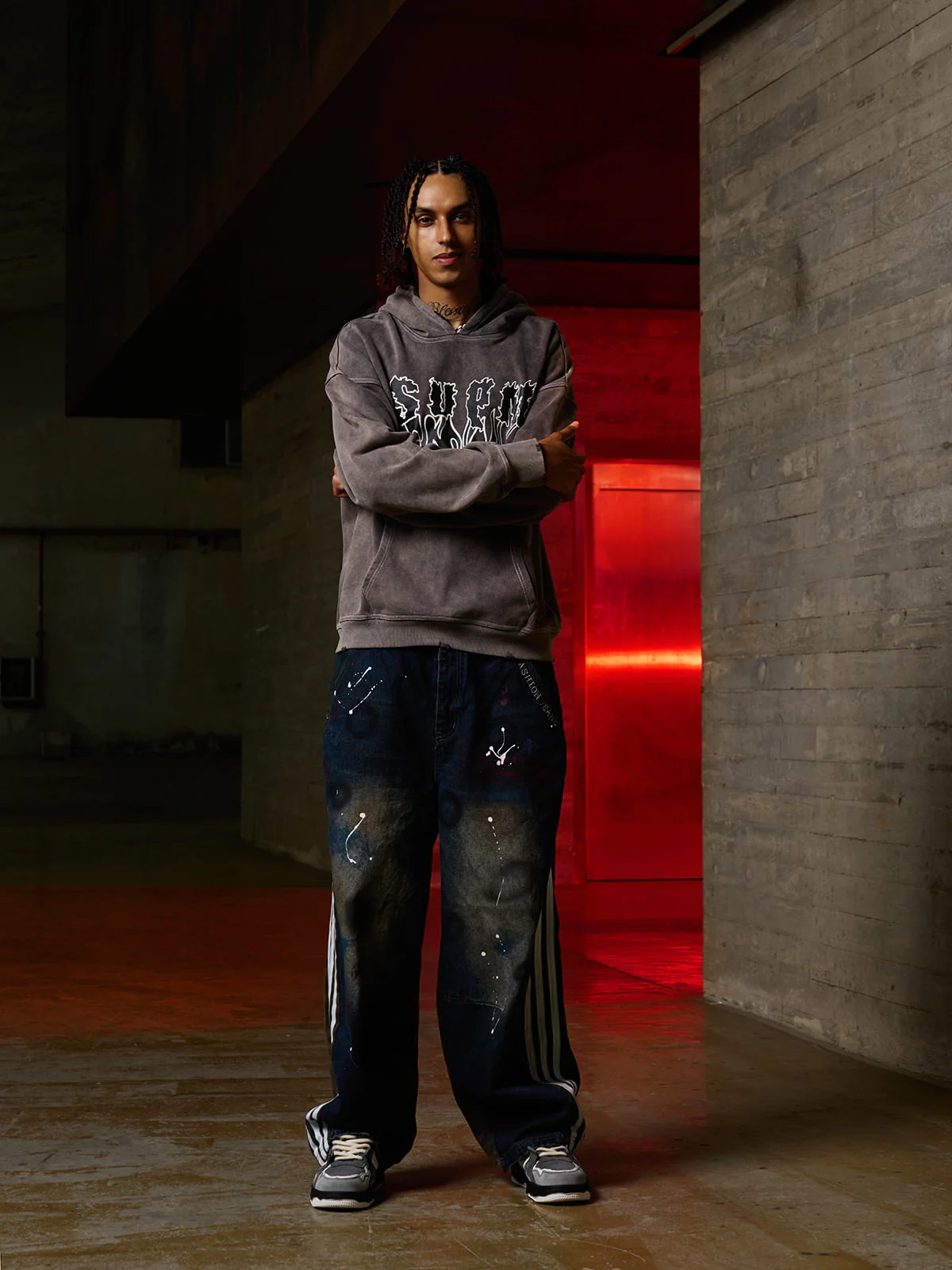 Original Distressed SPMD Graphic Cotton Hoodie