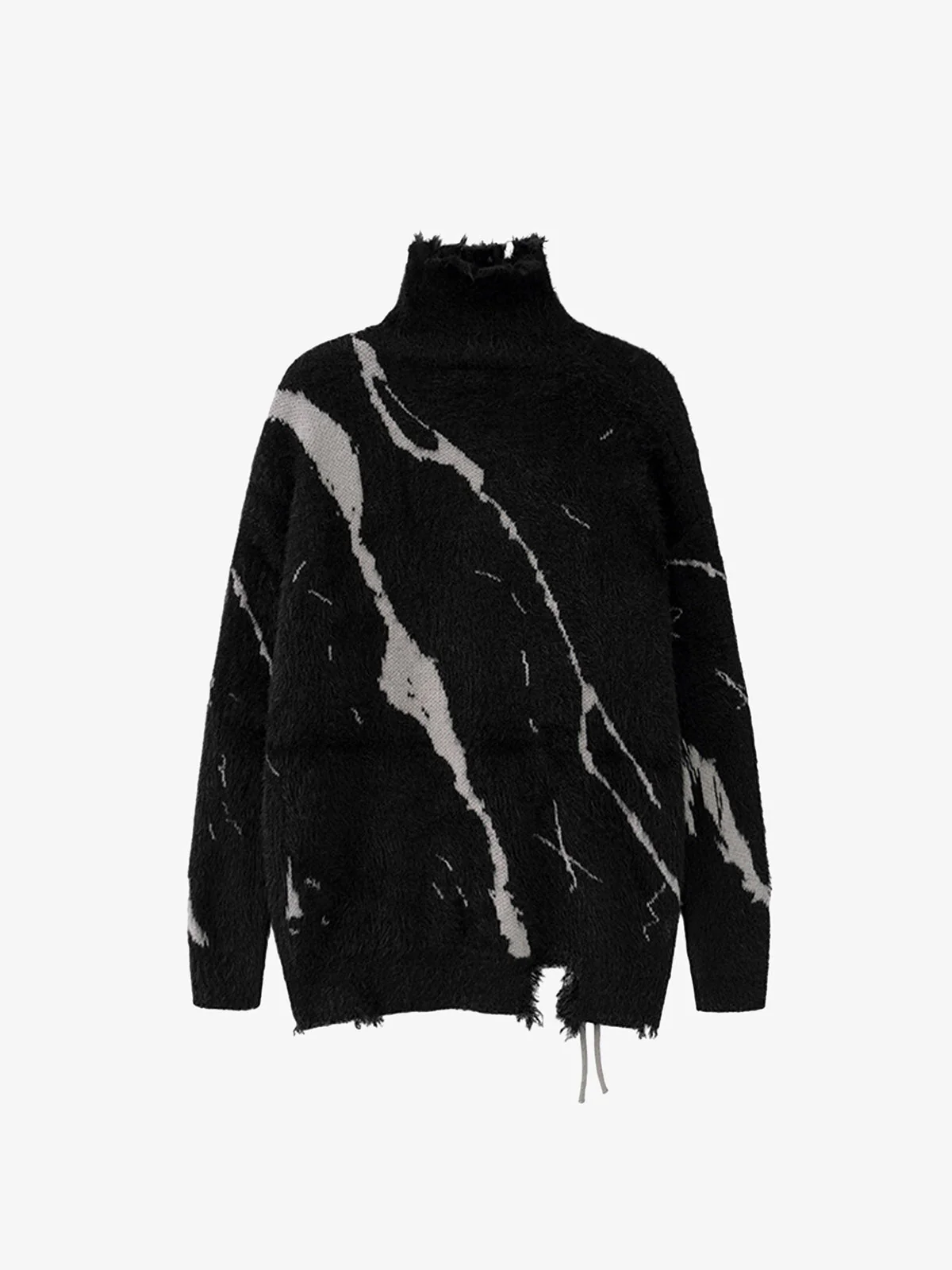 Ripped Knit Turtleneck Sweater - 1525