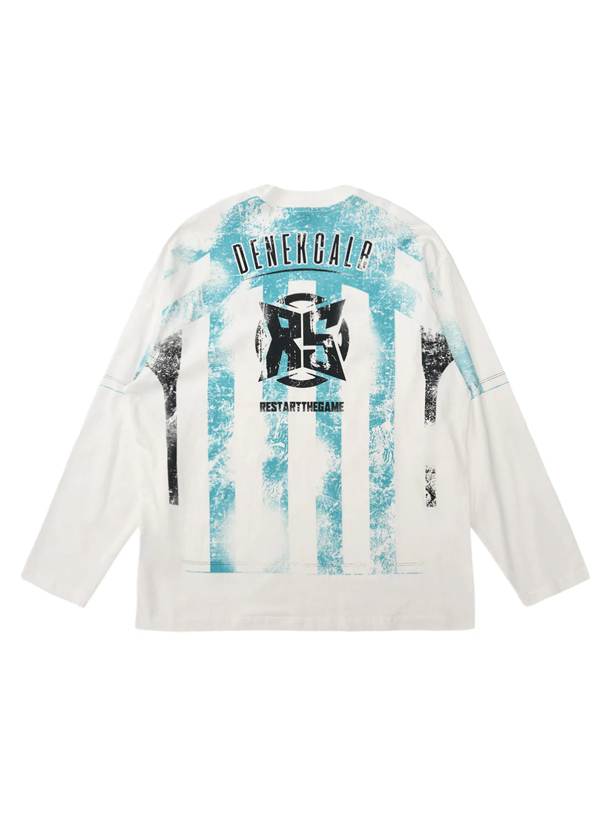 Retro Mottled Striped Badge Print Long Sleeve T-Shirt